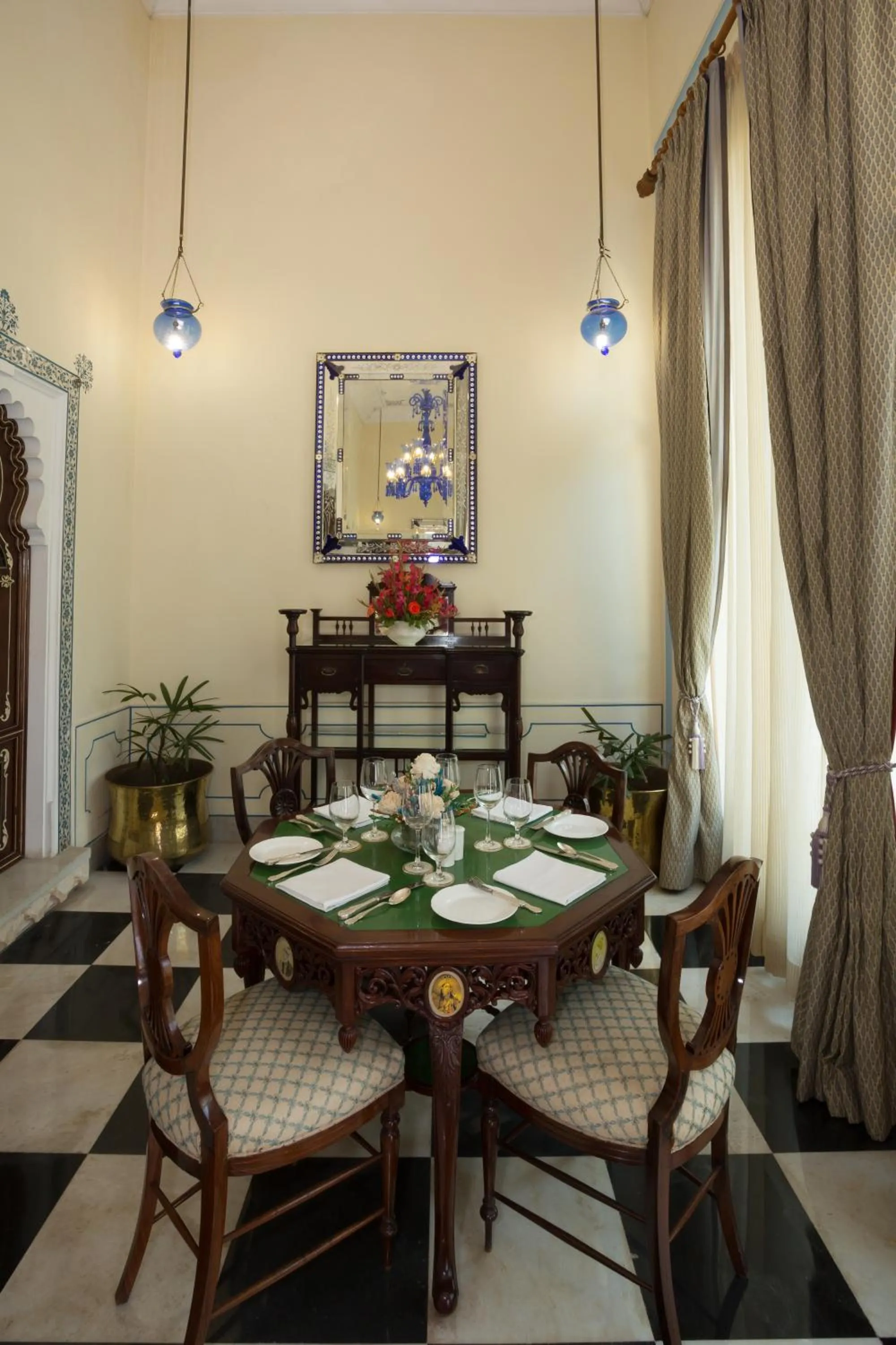 Dining area in Shiv Niwas Palace by HRH Group of Hotels