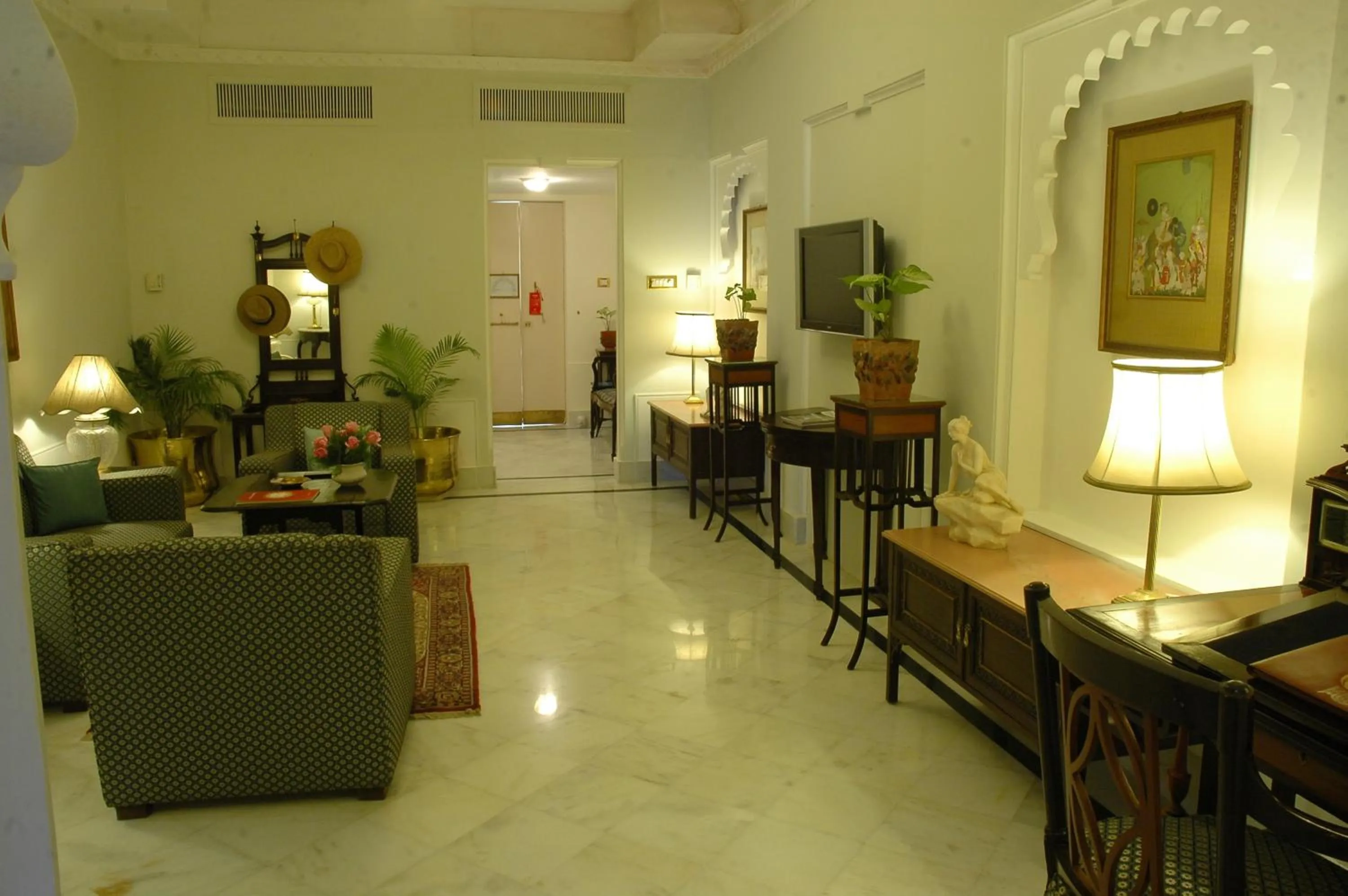 Seating area in Shiv Niwas Palace by HRH Group of Hotels