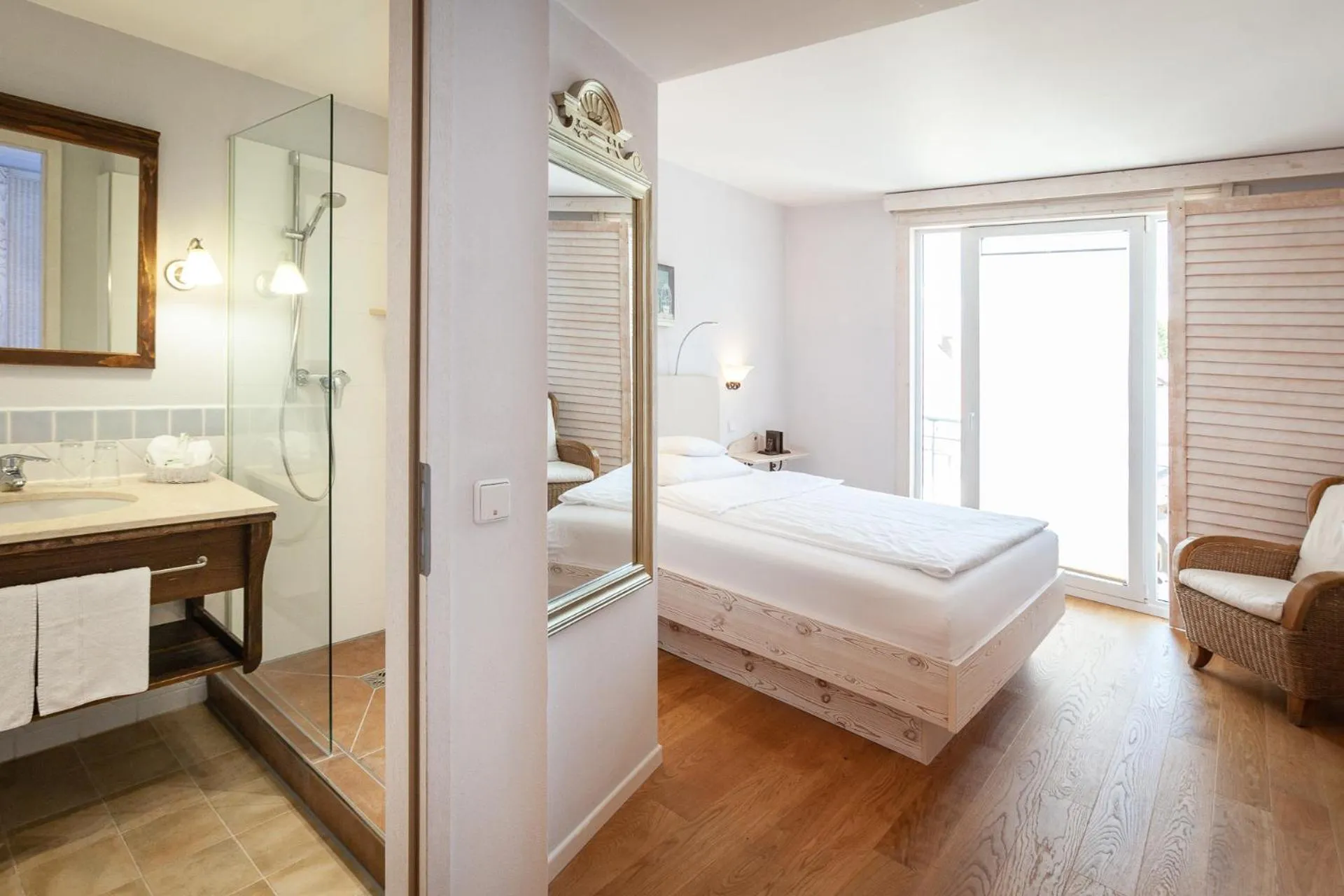 Photo of the whole room, Bed in Hotel Hirschen in Freiburg-Lehen