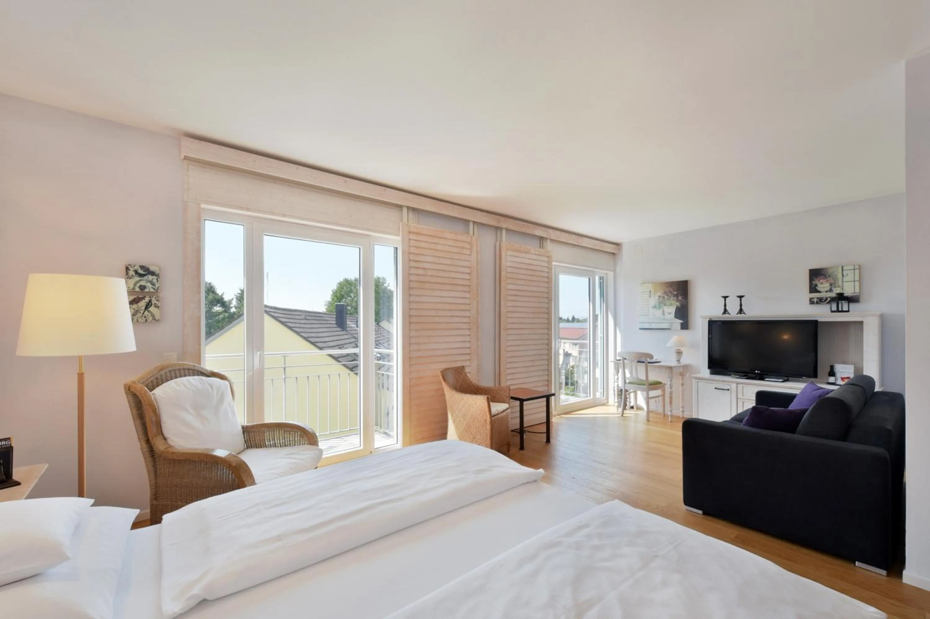 Photo of the whole room, Bed in Hotel Hirschen in Freiburg-Lehen