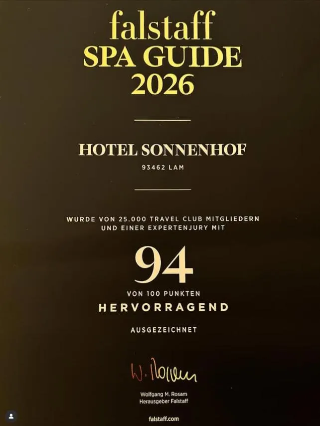 Certificate/Award in Sonnenhof Resort Bayerischer Wald