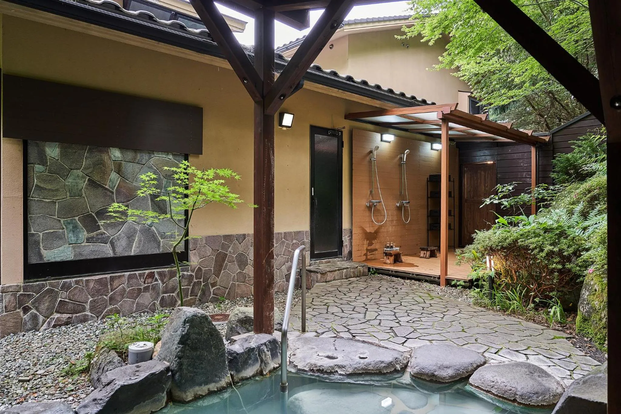 Shower in Ajisai Onsen Ryokan - Award Winning Private Open Air Onsen