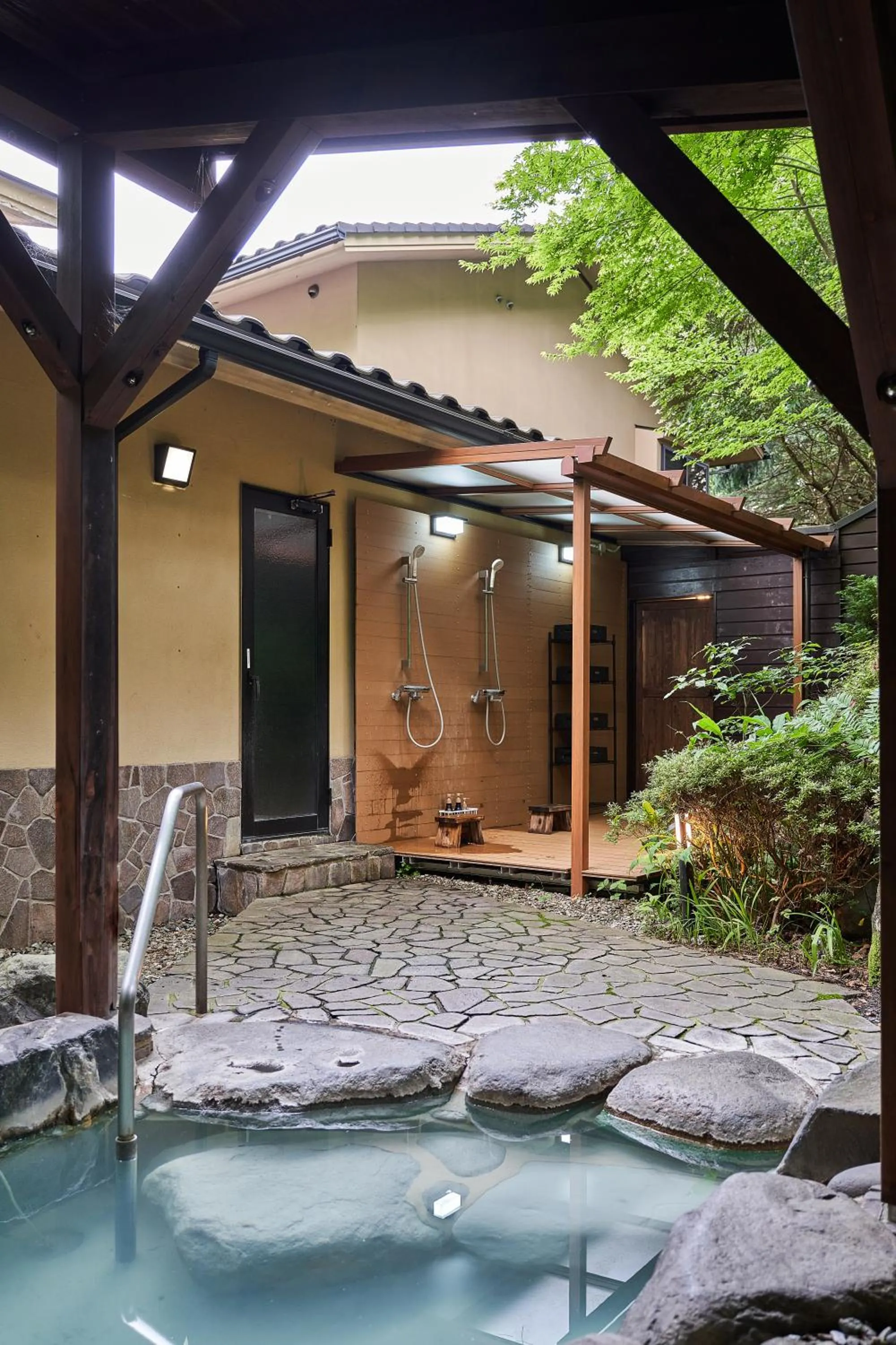 Shower in Ajisai Onsen Ryokan - Award Winning Private Open Air Onsen