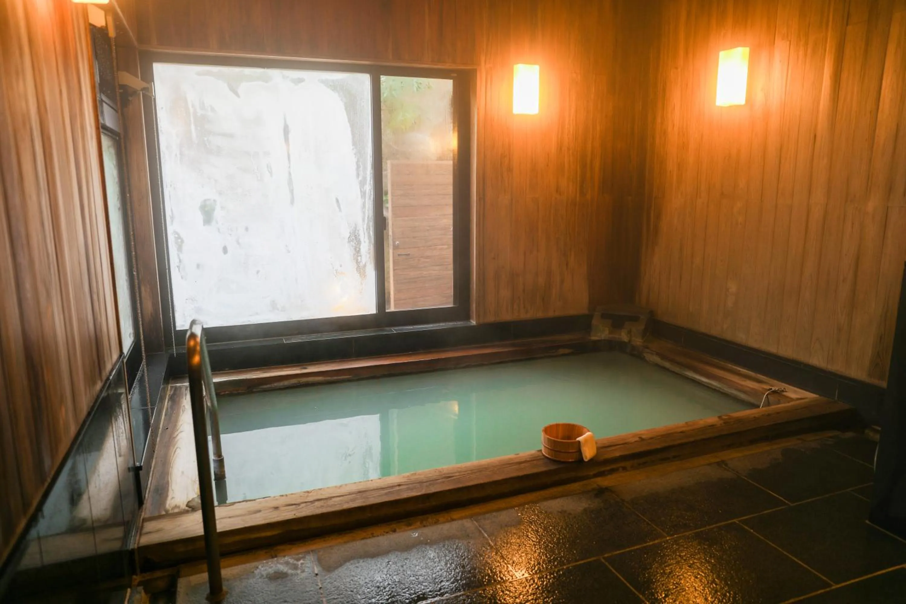 Hot Spring Bath in Ajisai Onsen Ryokan - Award Winning Private Open Air Onsen