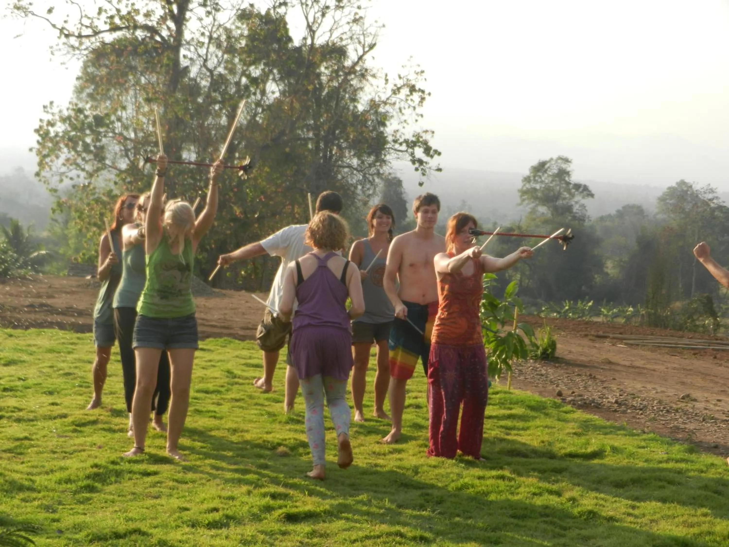 People in Pai circus hostel