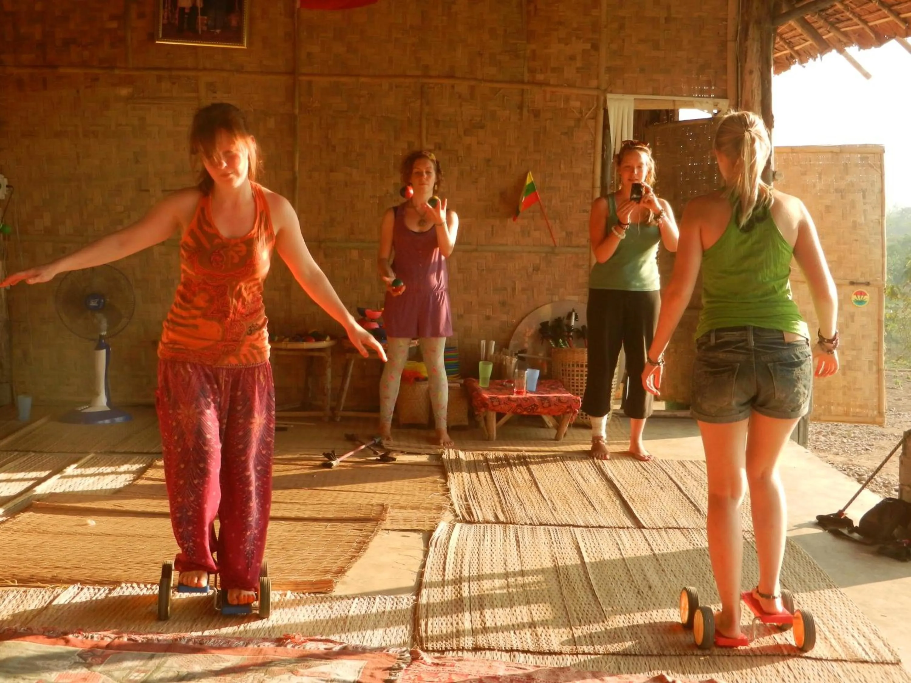 People in Pai circus hostel