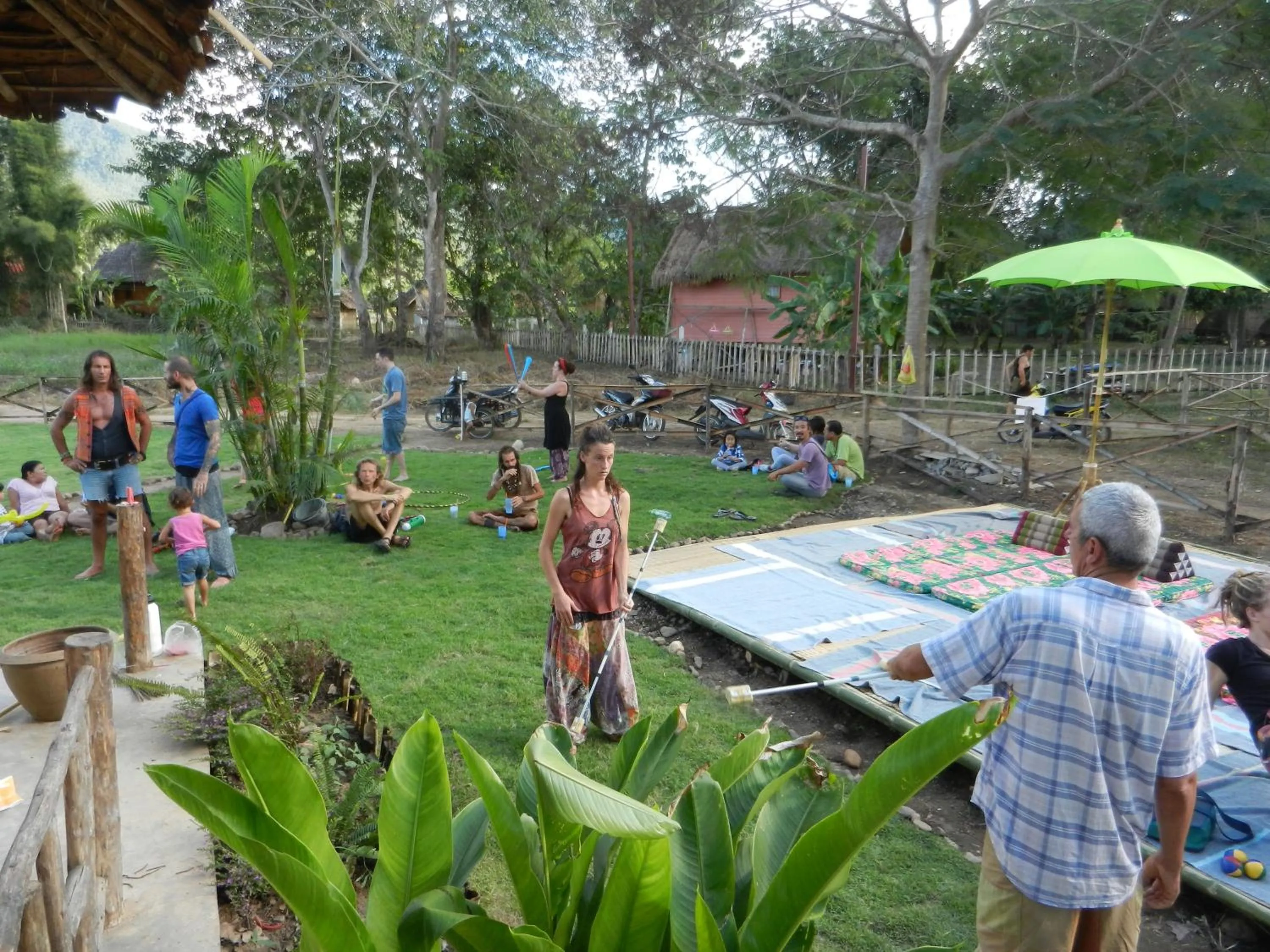 Garden in Pai circus hostel