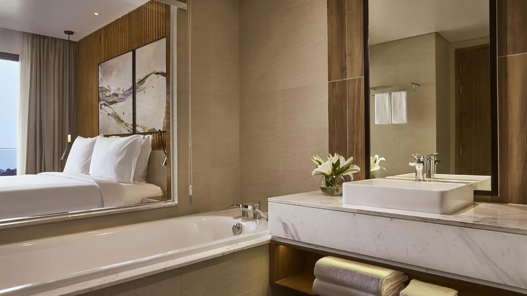 Bathroom, Bed in Mövenpick Villas & Residences Phu Quoc