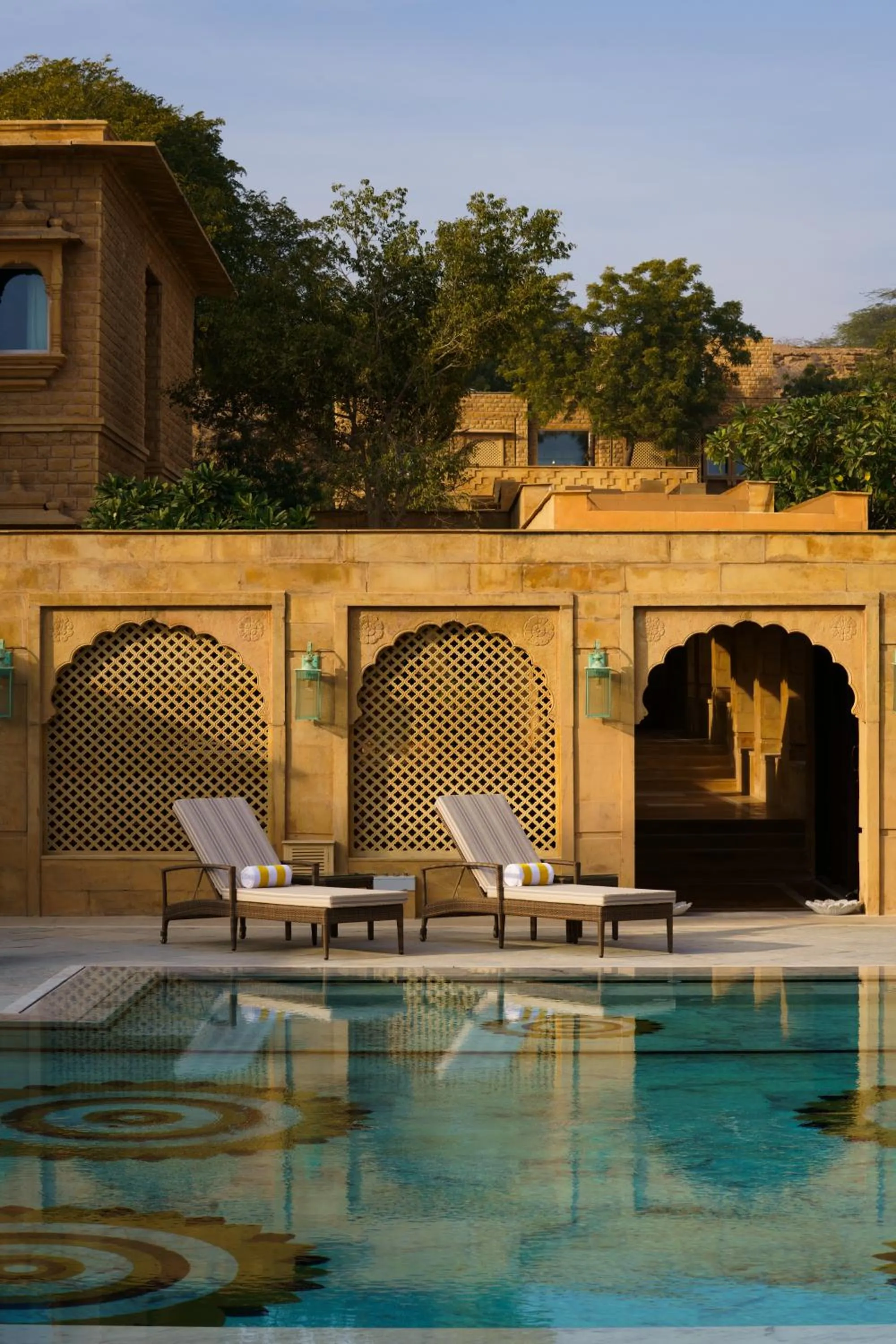 Pool view in Taj Gorbandh Palace, Jaisalmer