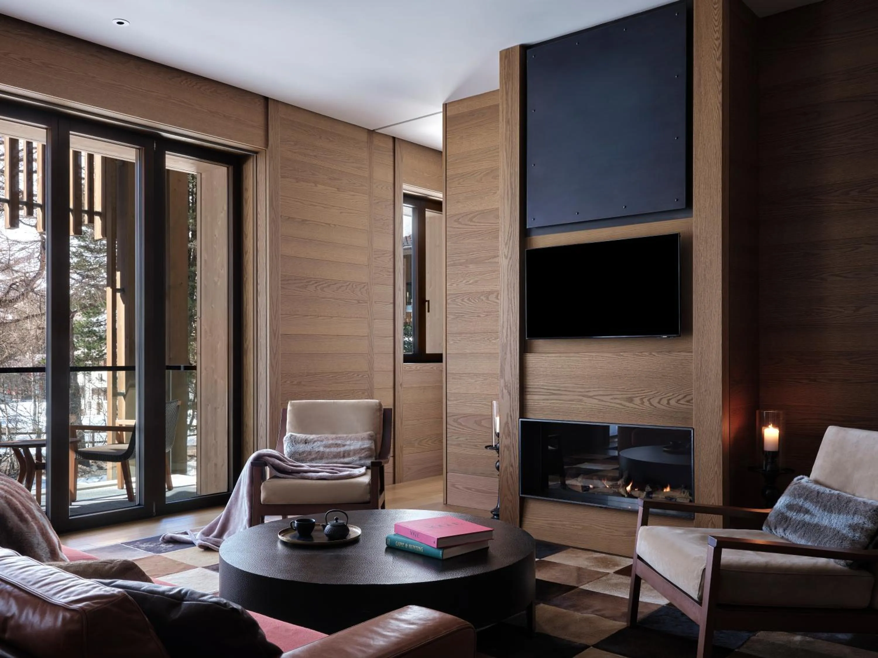 Living room in The Chedi Andermatt