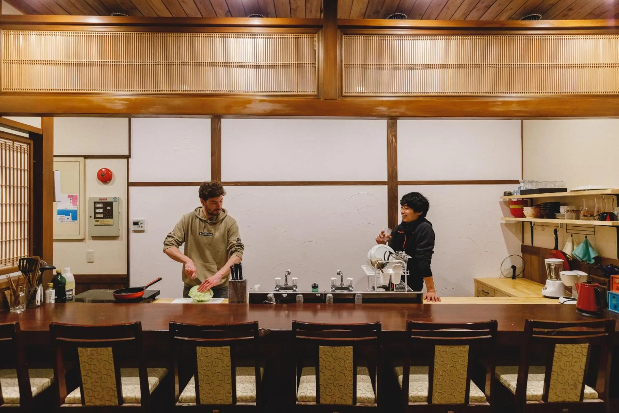 Communal kitchen in Couch Potato Hostel