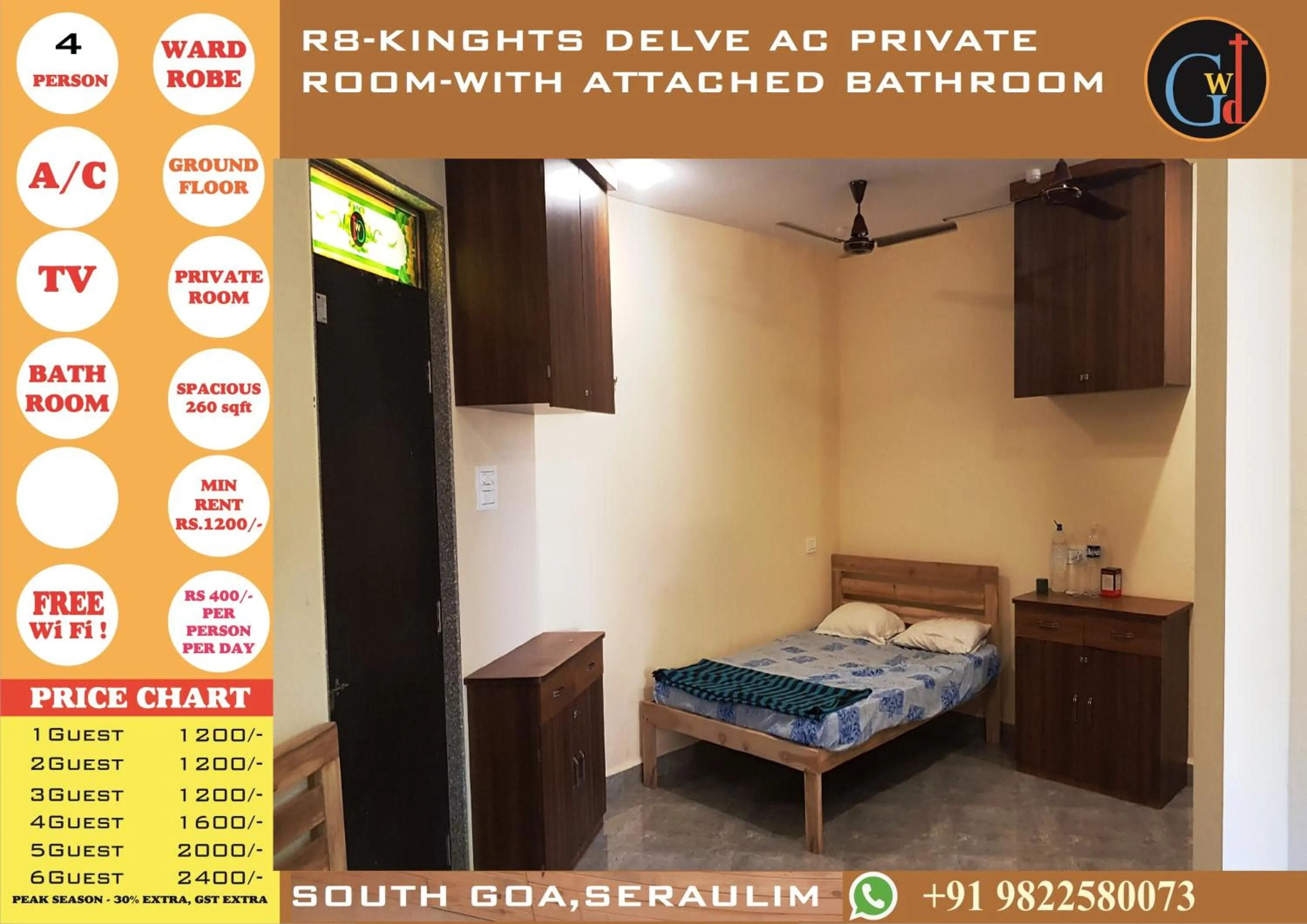 Bed in Godwill Kimo Guest house Seraulim