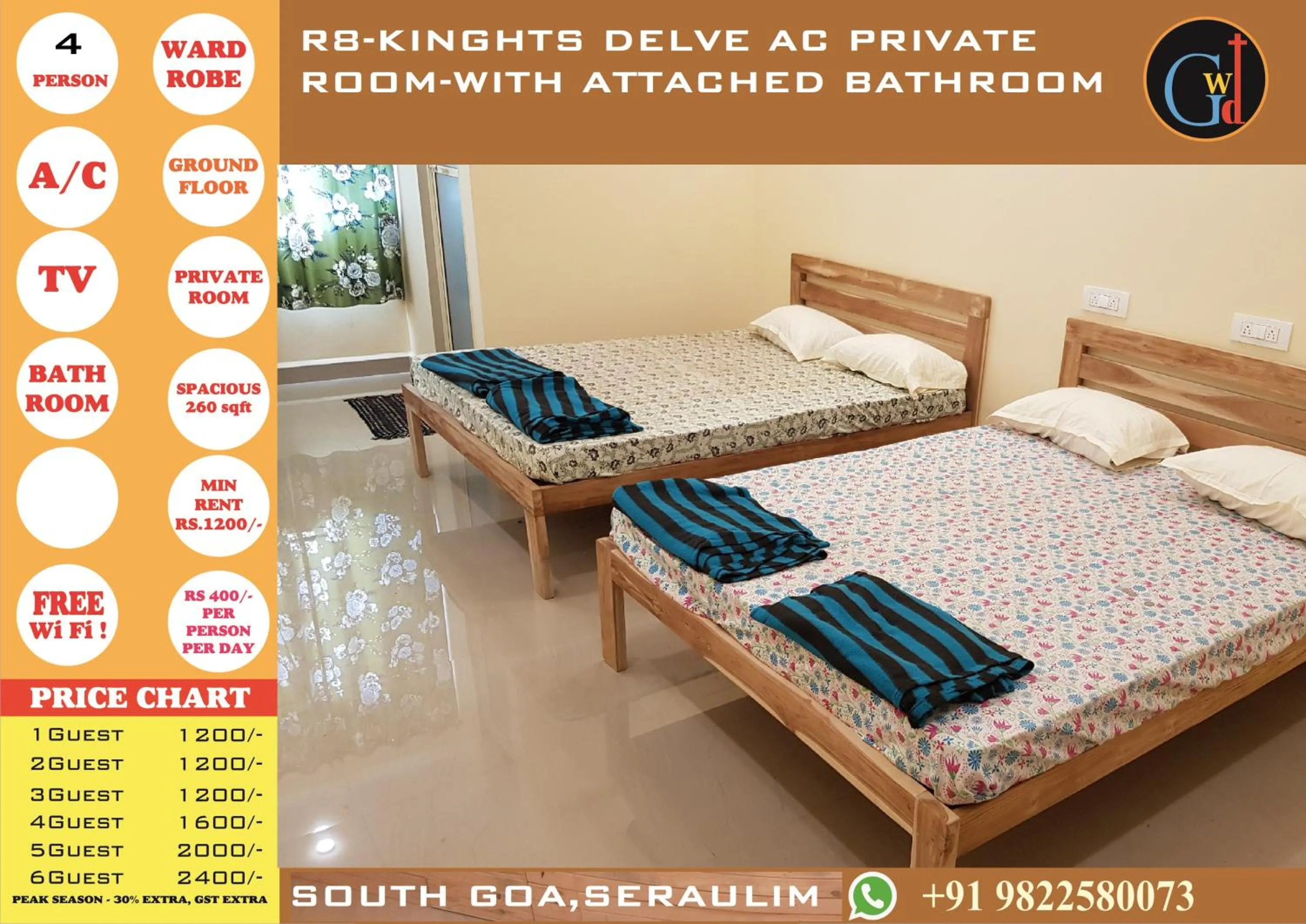 Bed in Godwill Kimo Guest house Seraulim