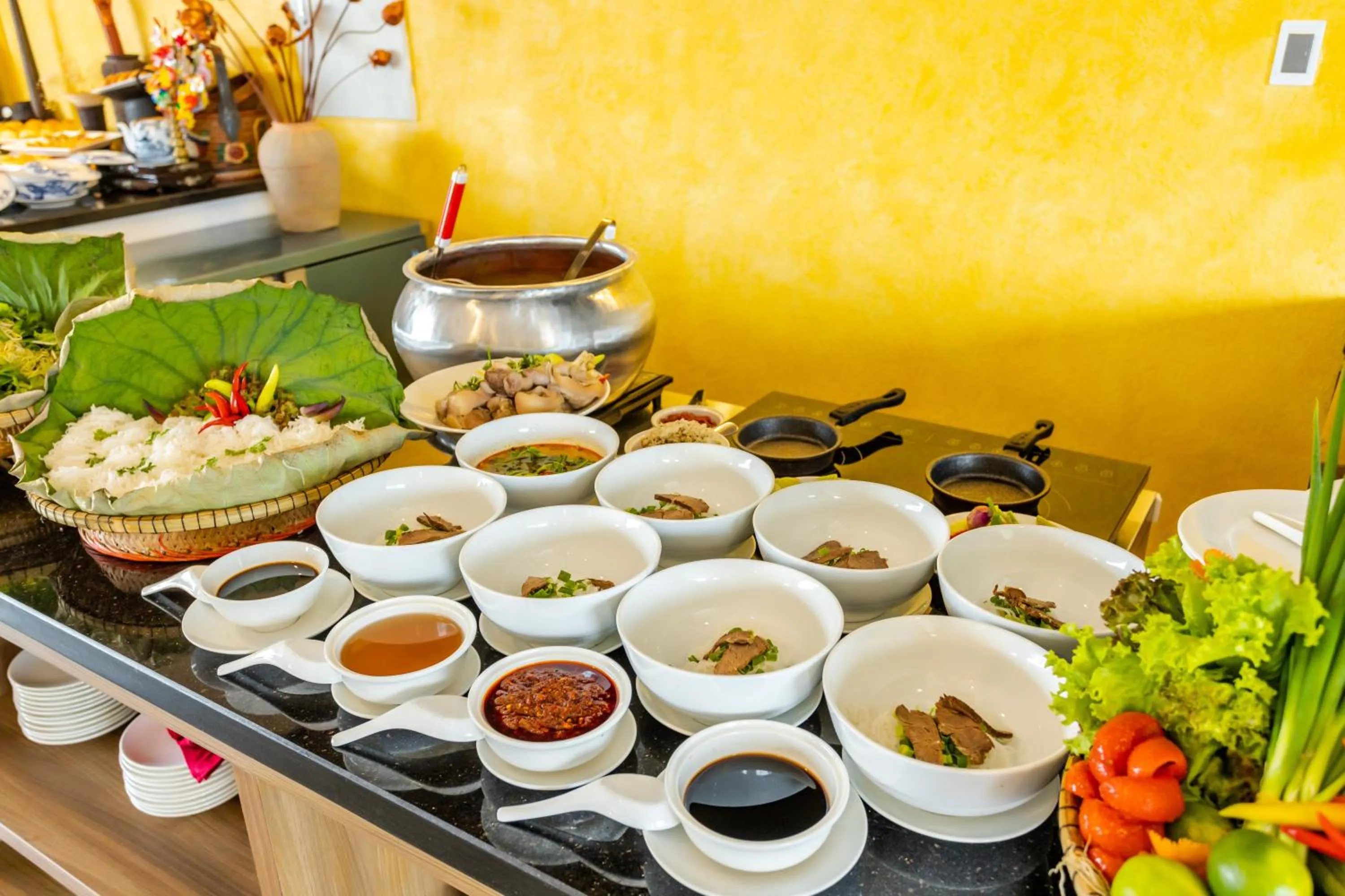 Buffet breakfast in White Lotus Hue Hotel