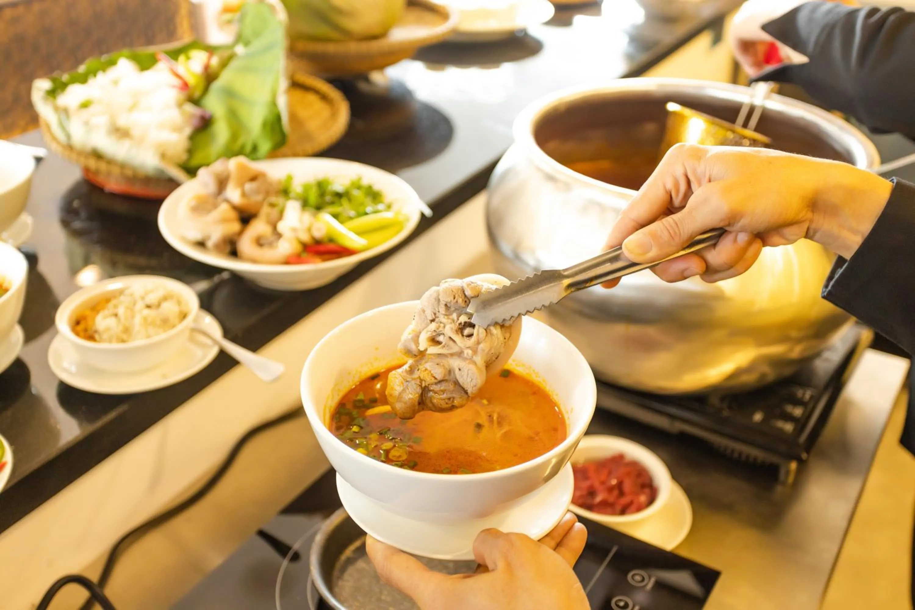 Buffet breakfast in White Lotus Hue Hotel