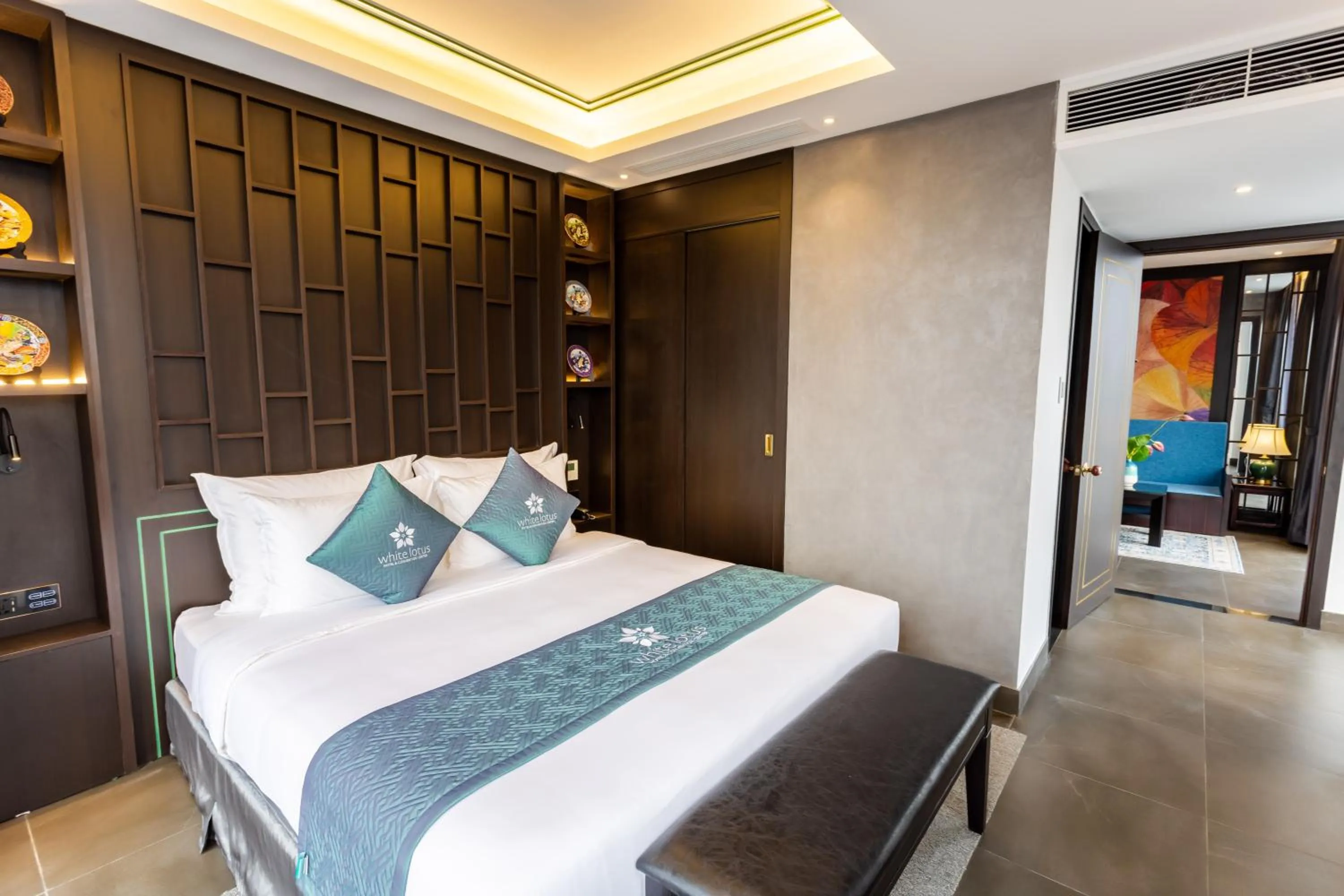 Photo of the whole room, Bed in White Lotus Hue Hotel