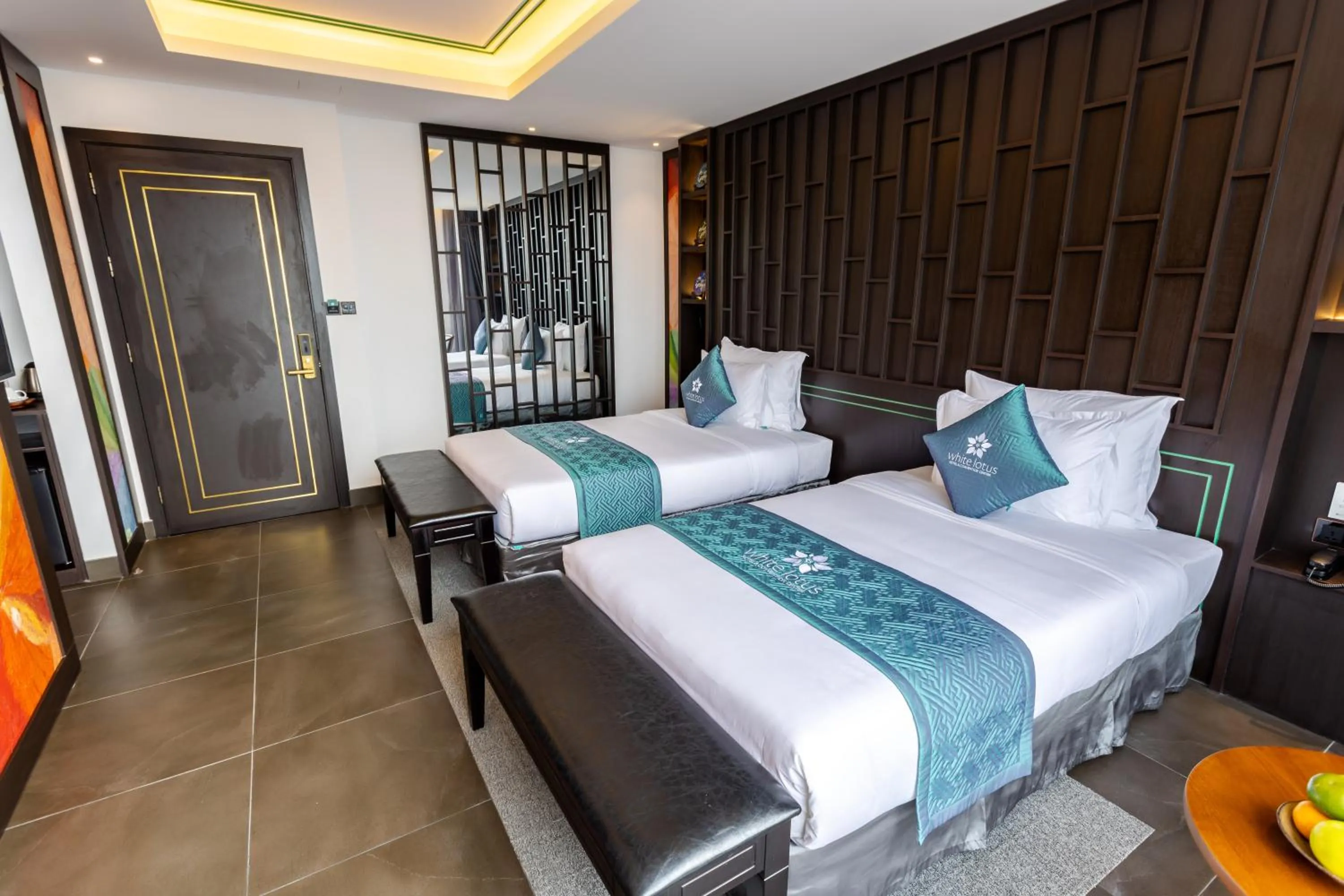 Photo of the whole room, Bed in White Lotus Hue Hotel
