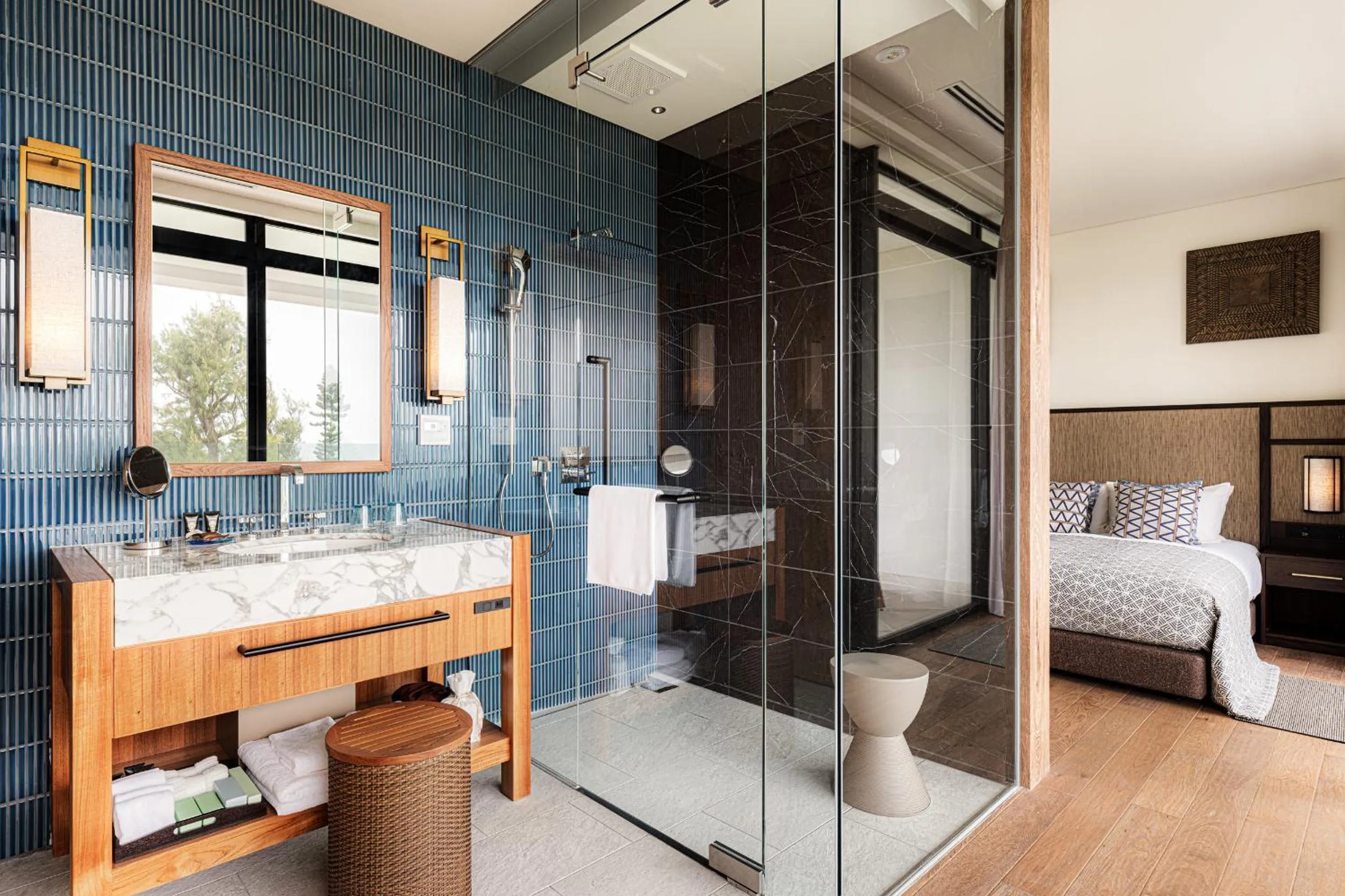 Bathroom, Bed in UMITO Okinawa Onnason