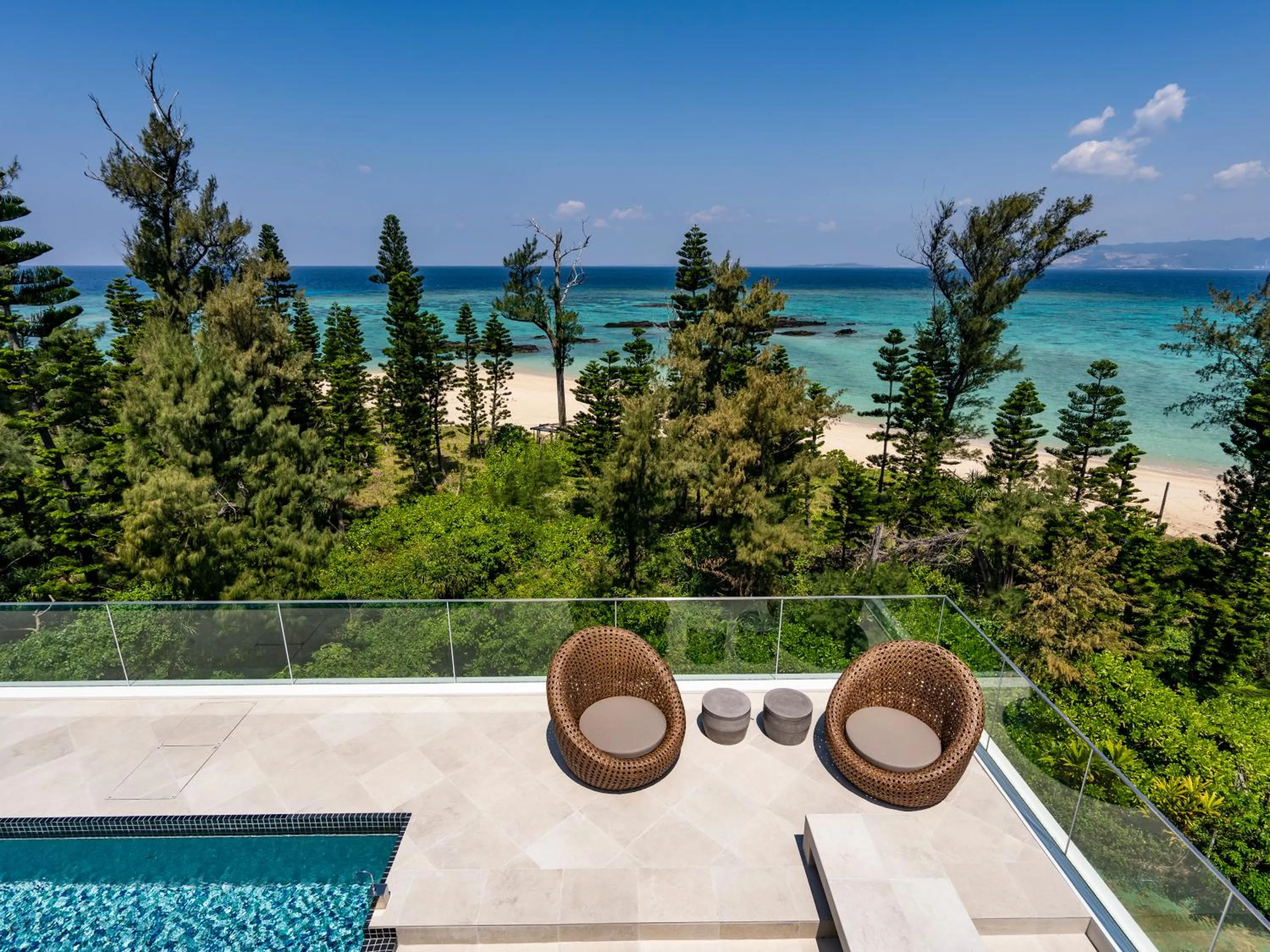 Pool view in UMITO Okinawa Onnason