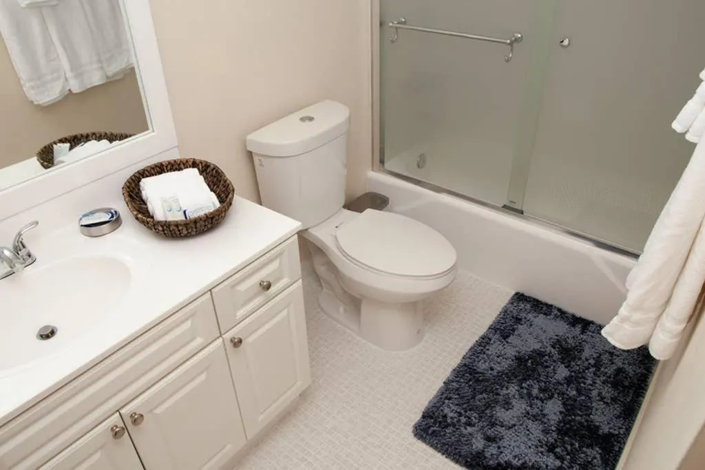 Bathroom in Beautiful Apartment Steps Away from the Beach