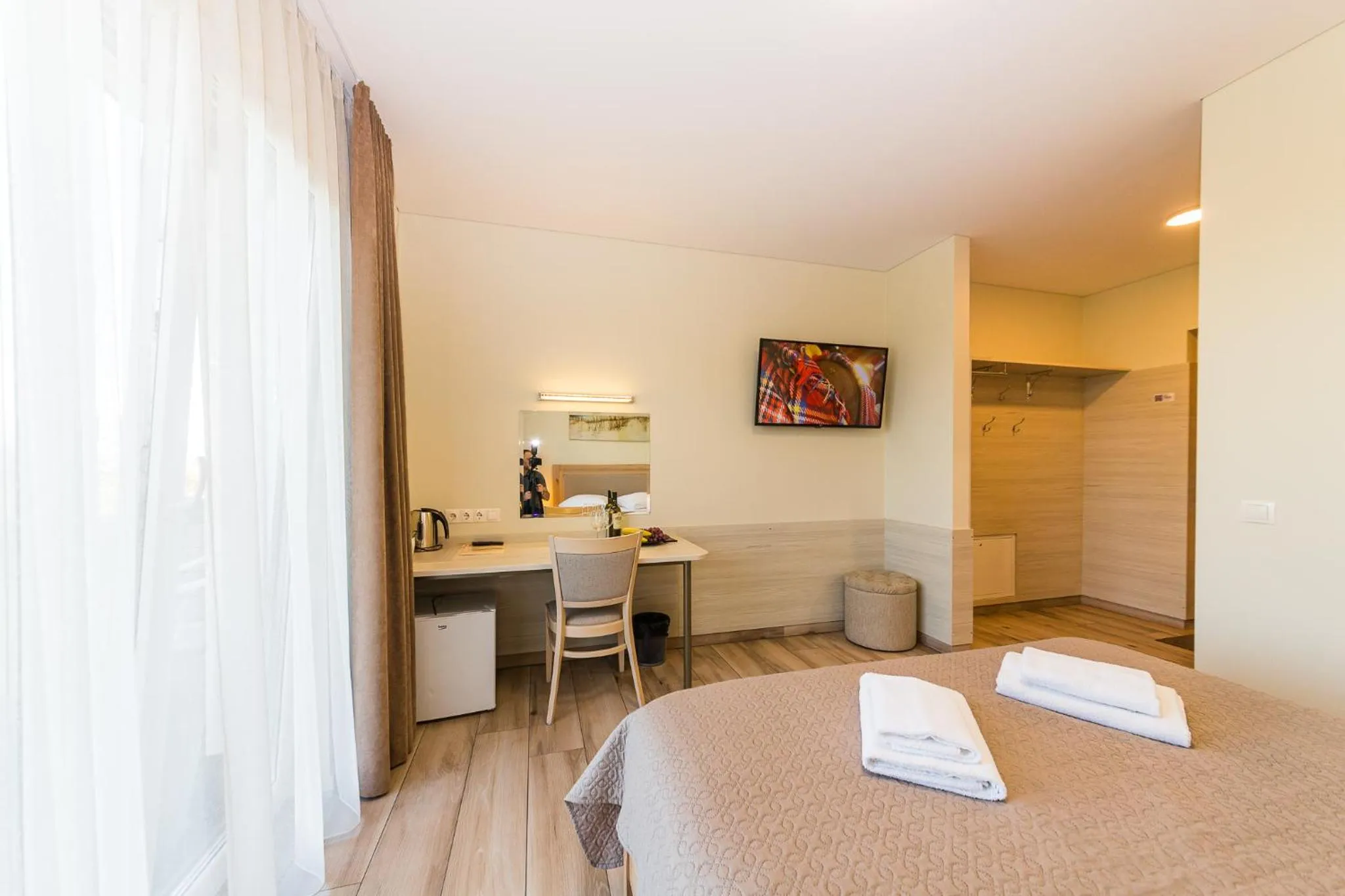 Bed in Motel Panorama