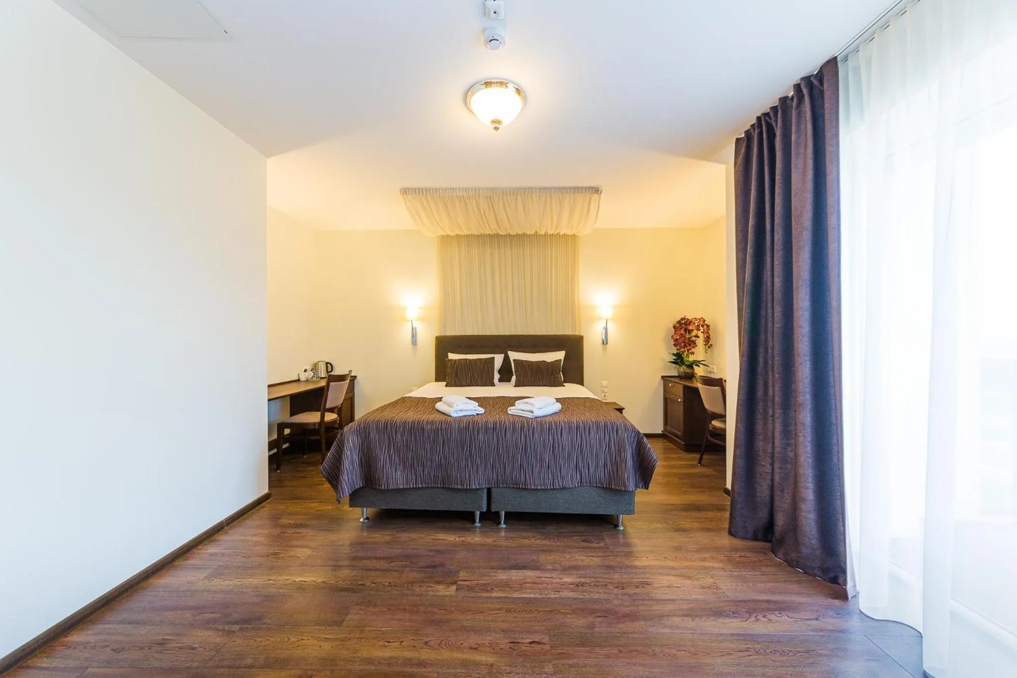 Bed in Motel Panorama