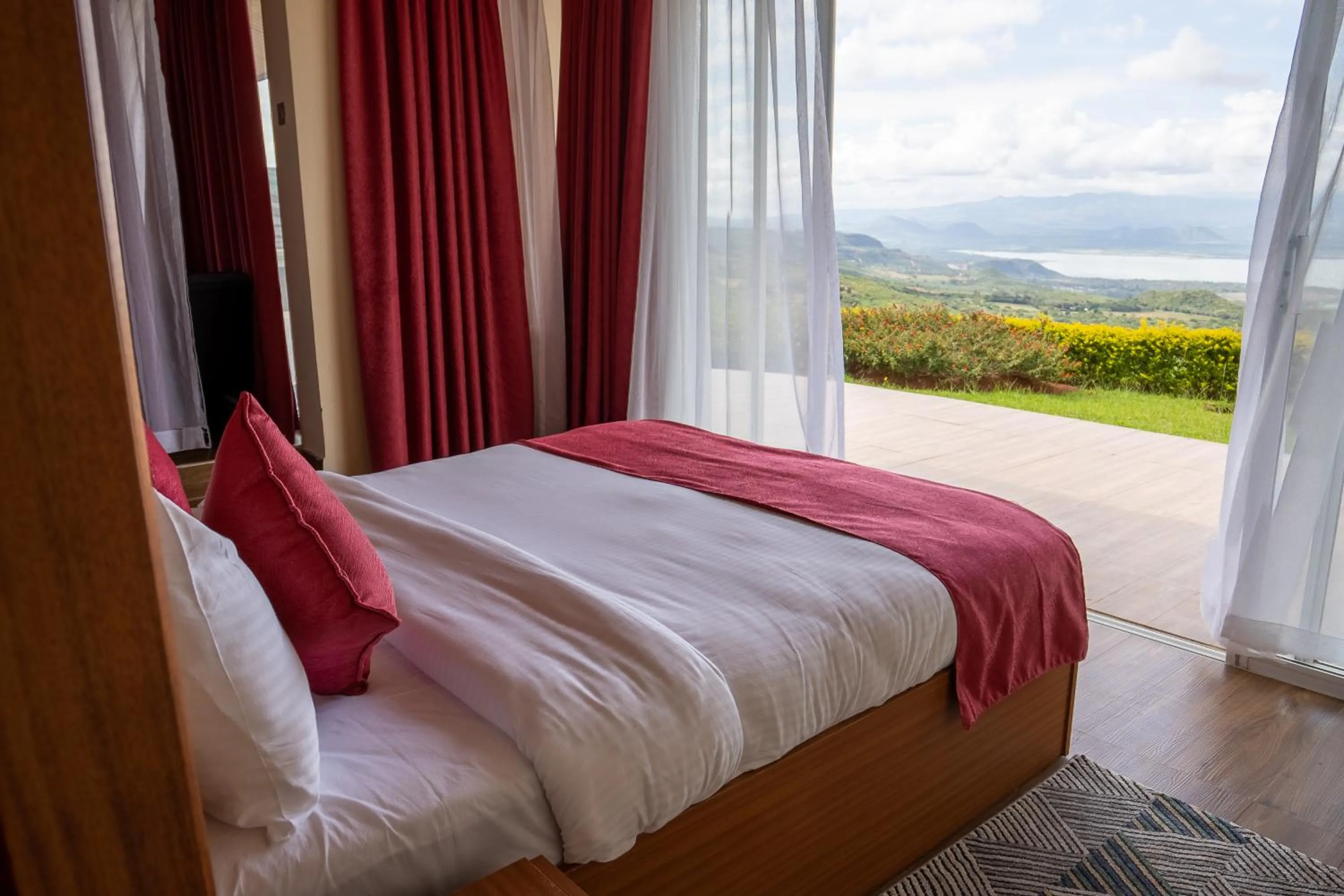 Bed in Lake Elementaita Mountain Lodge