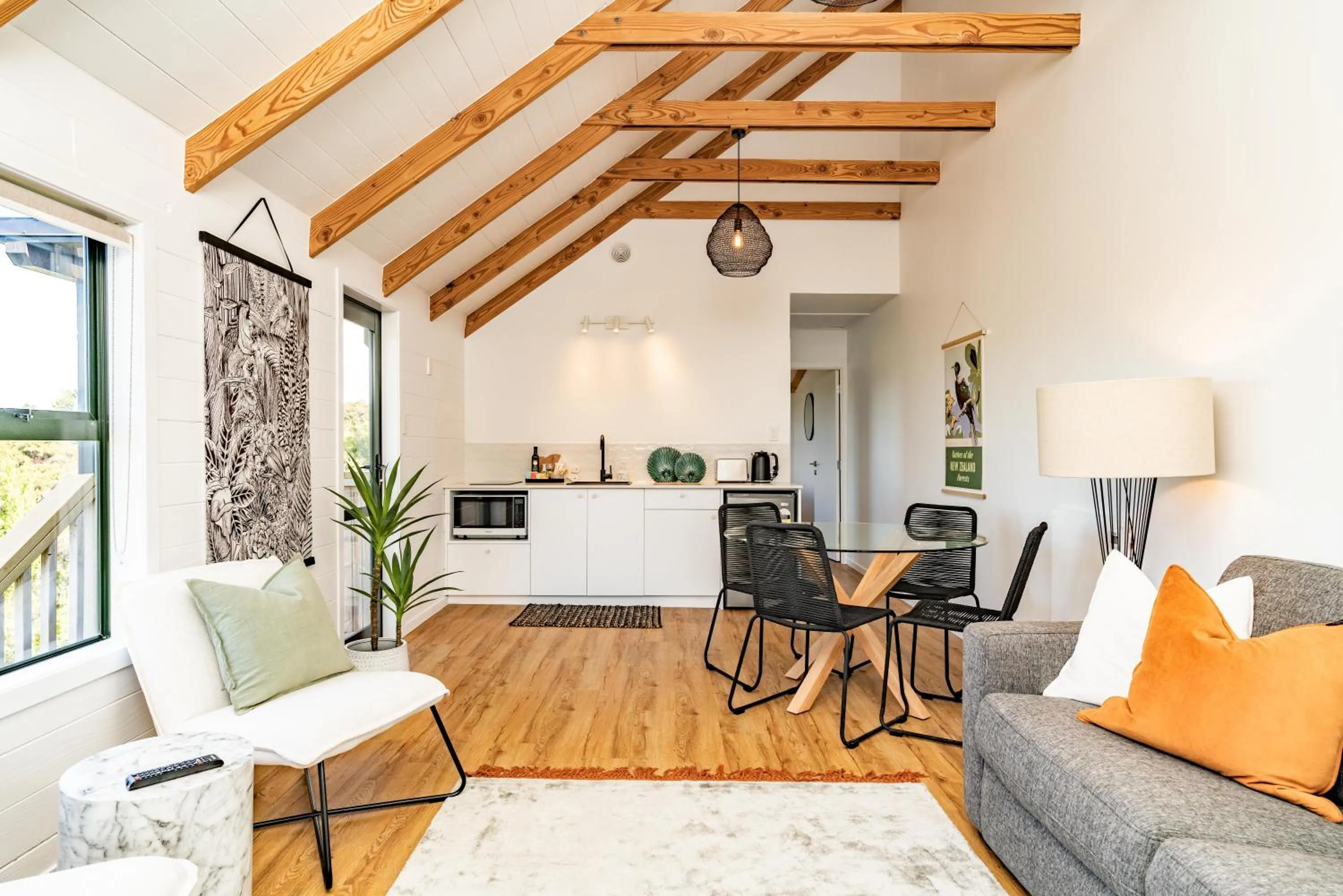 Living room in Tui & Nikau Cabins