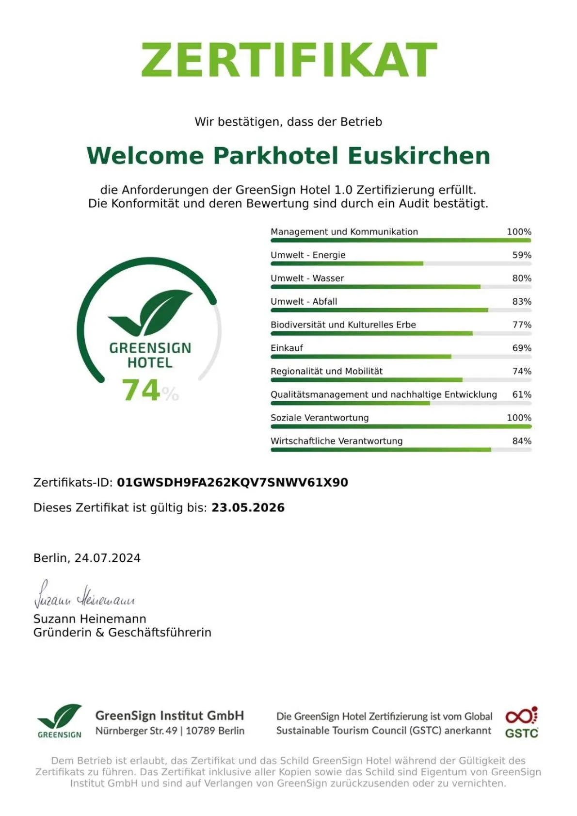 Certificate/Award in Welcome Parkhotel Euskirchen