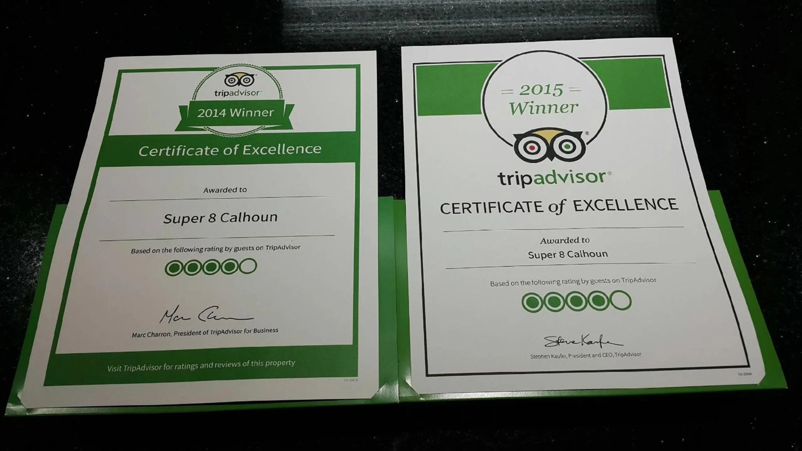 Certificate/Award in Super 8 by Wyndham Calhoun