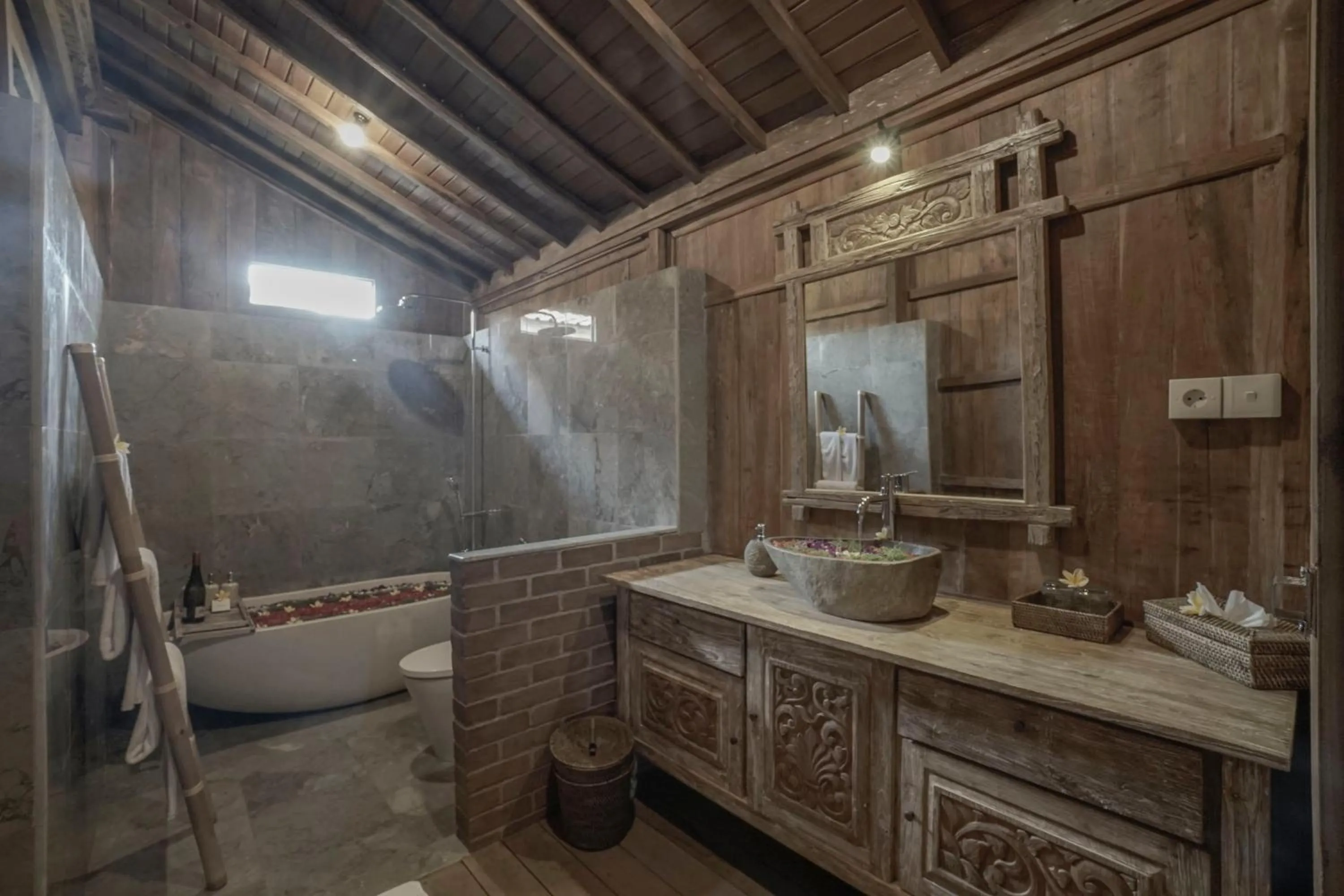 Bathroom in Kirani Joglo Villa Bali by Mahaputra