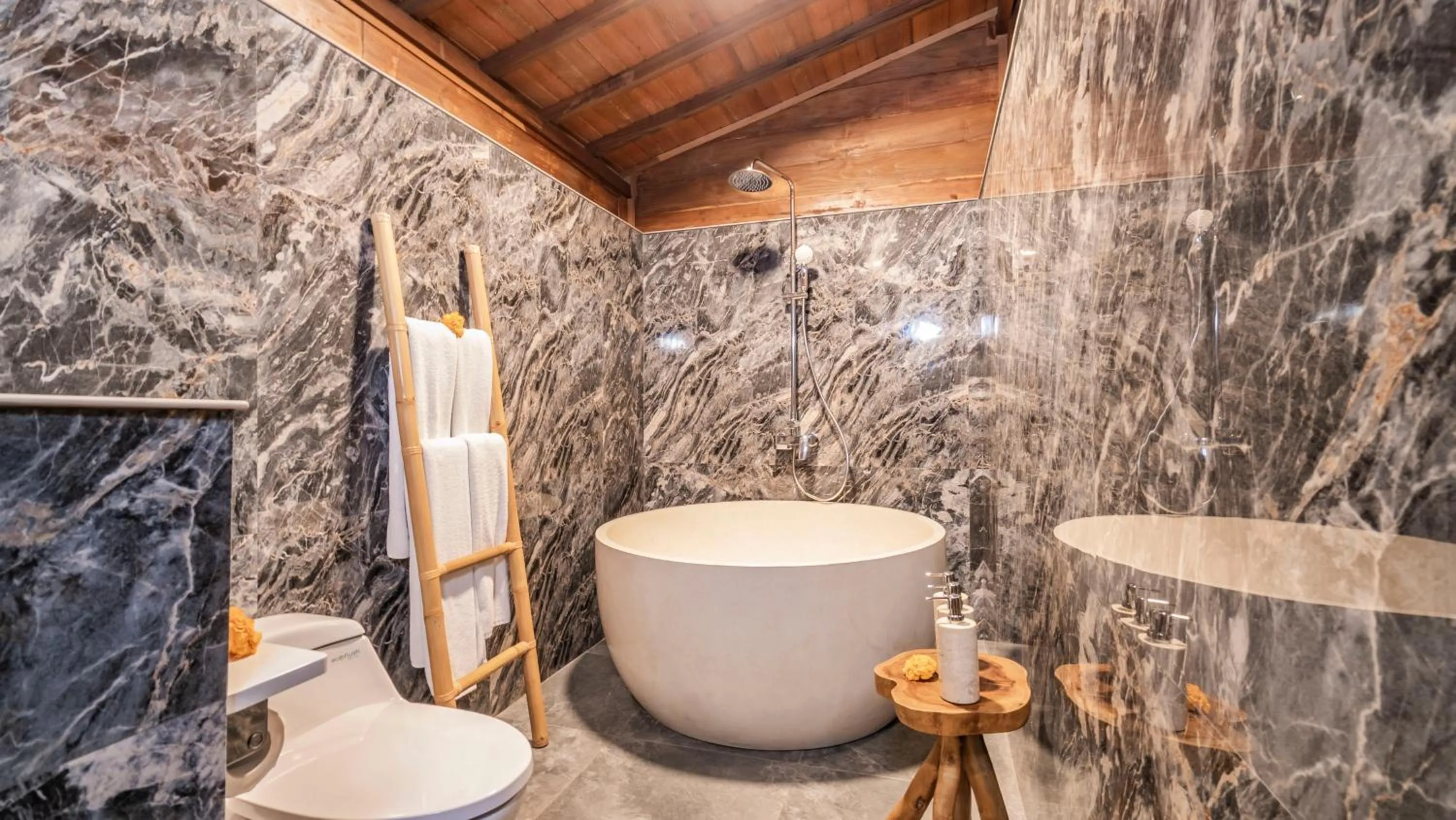 Bathroom in Kirani Joglo Villa Bali by Mahaputra