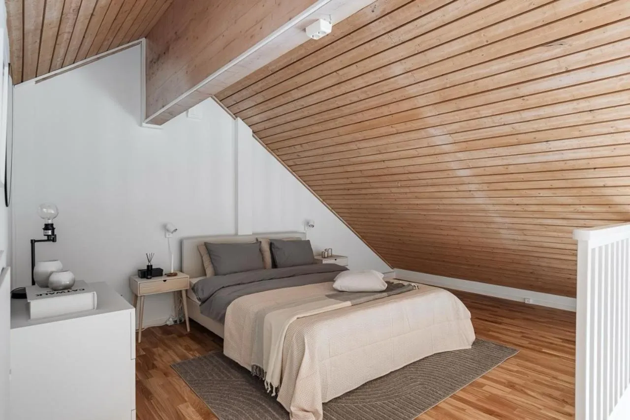 Bed in Lägenhetshotell Varvet