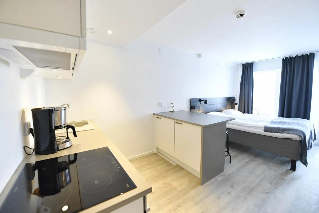 Bed in Lägenhetshotell Varvet