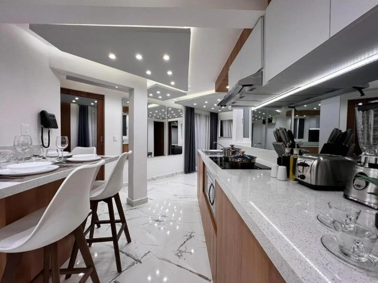Kitchen or kitchenette in Seven Boutique Apartments Cancún