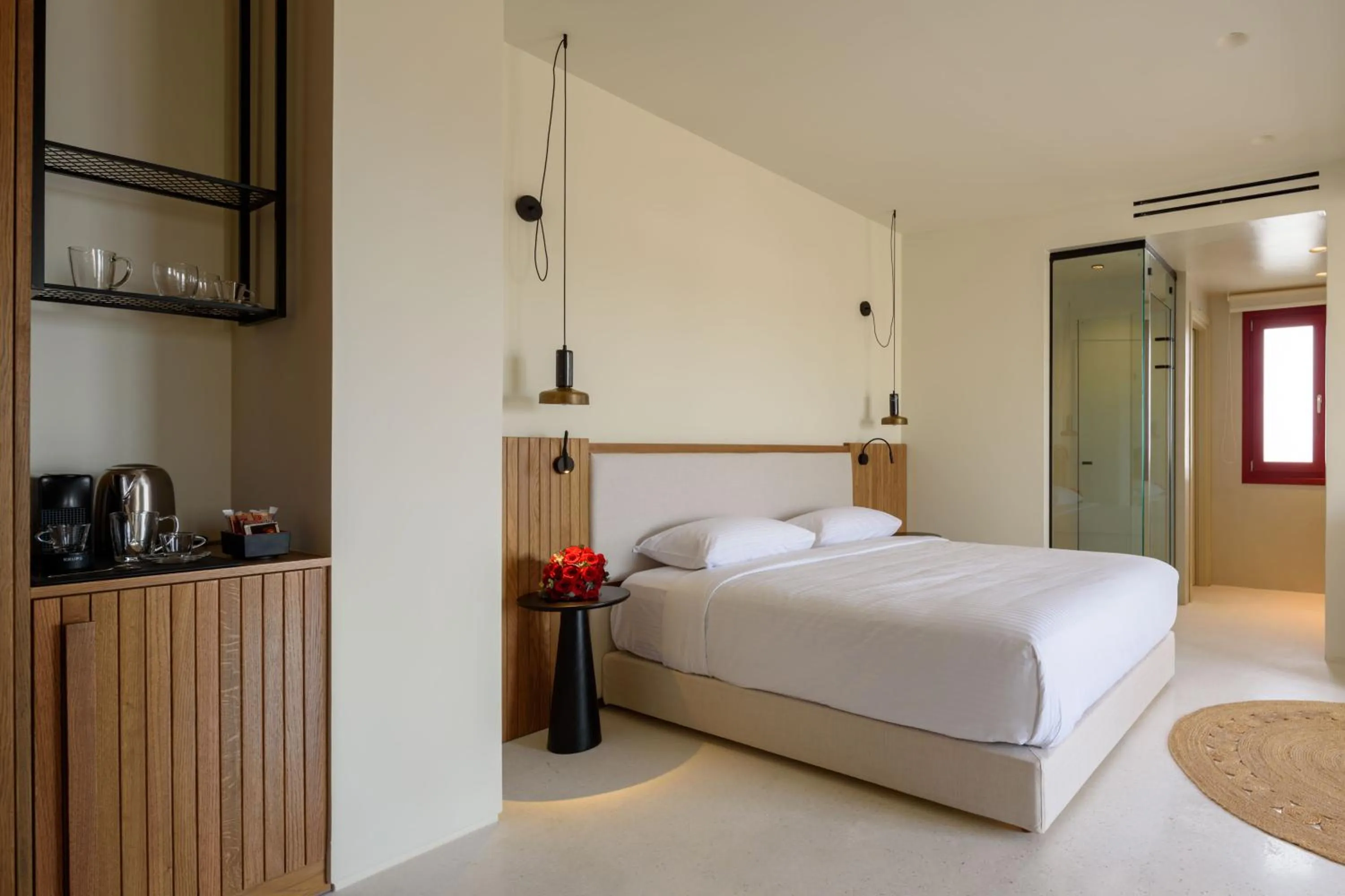 Shower, Bed in Potnia Theron Suites