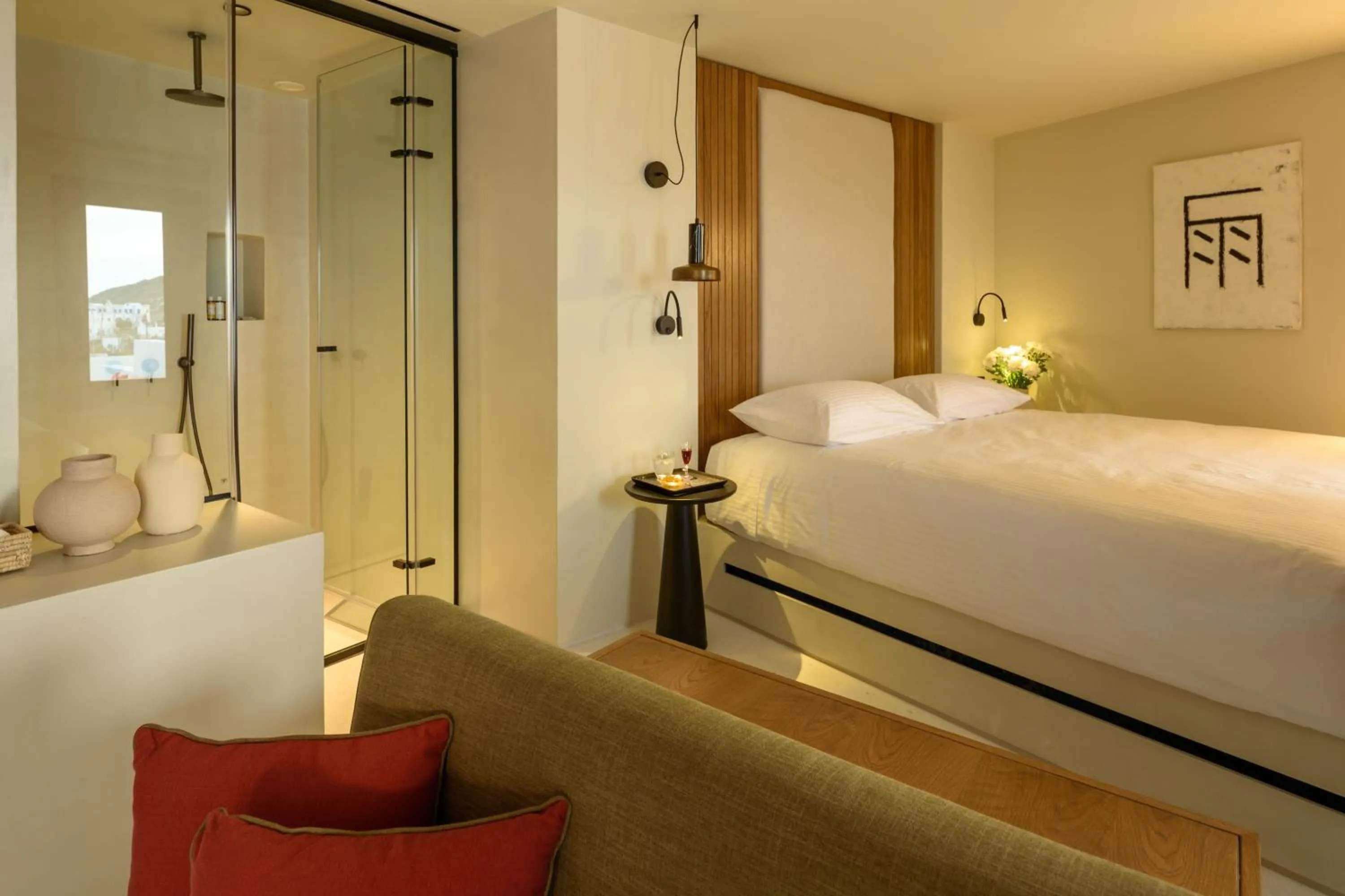 Shower, Bed in Potnia Theron Suites