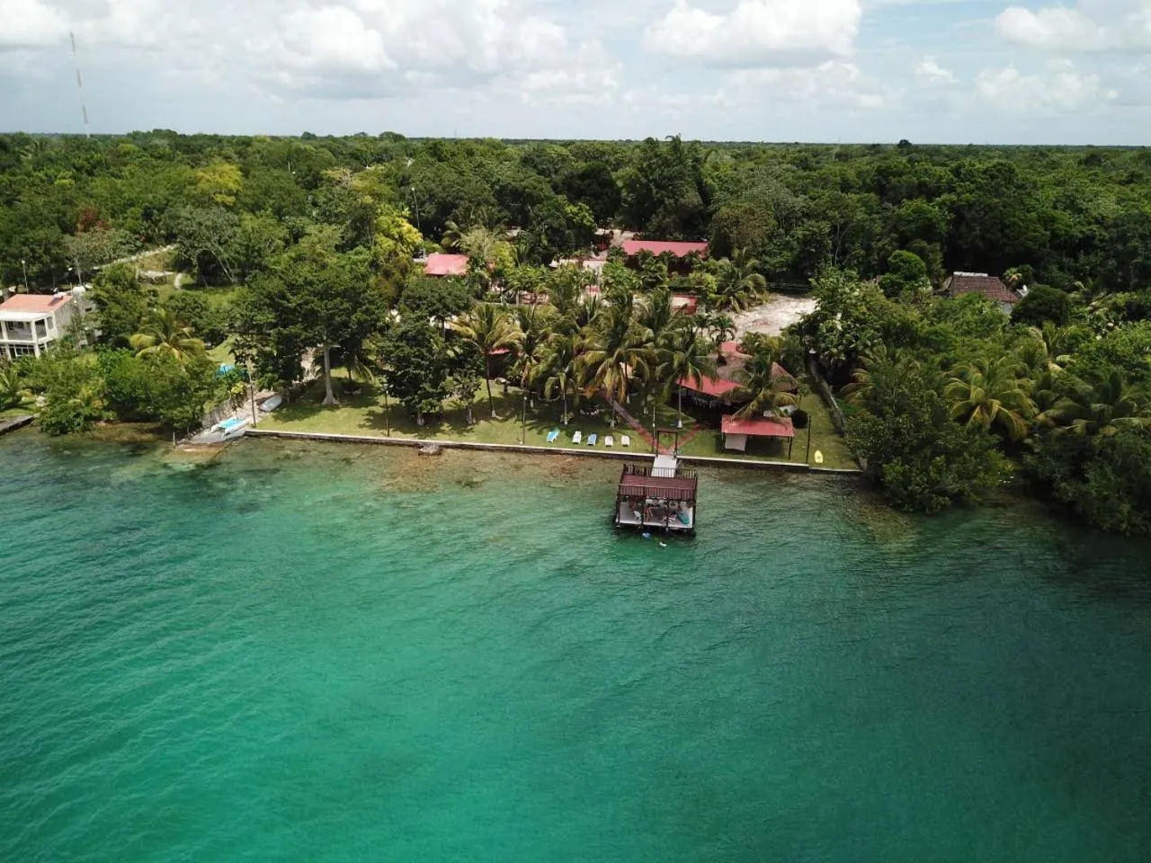 Bird's eye view in Coras Place Bacalar Lagoon front