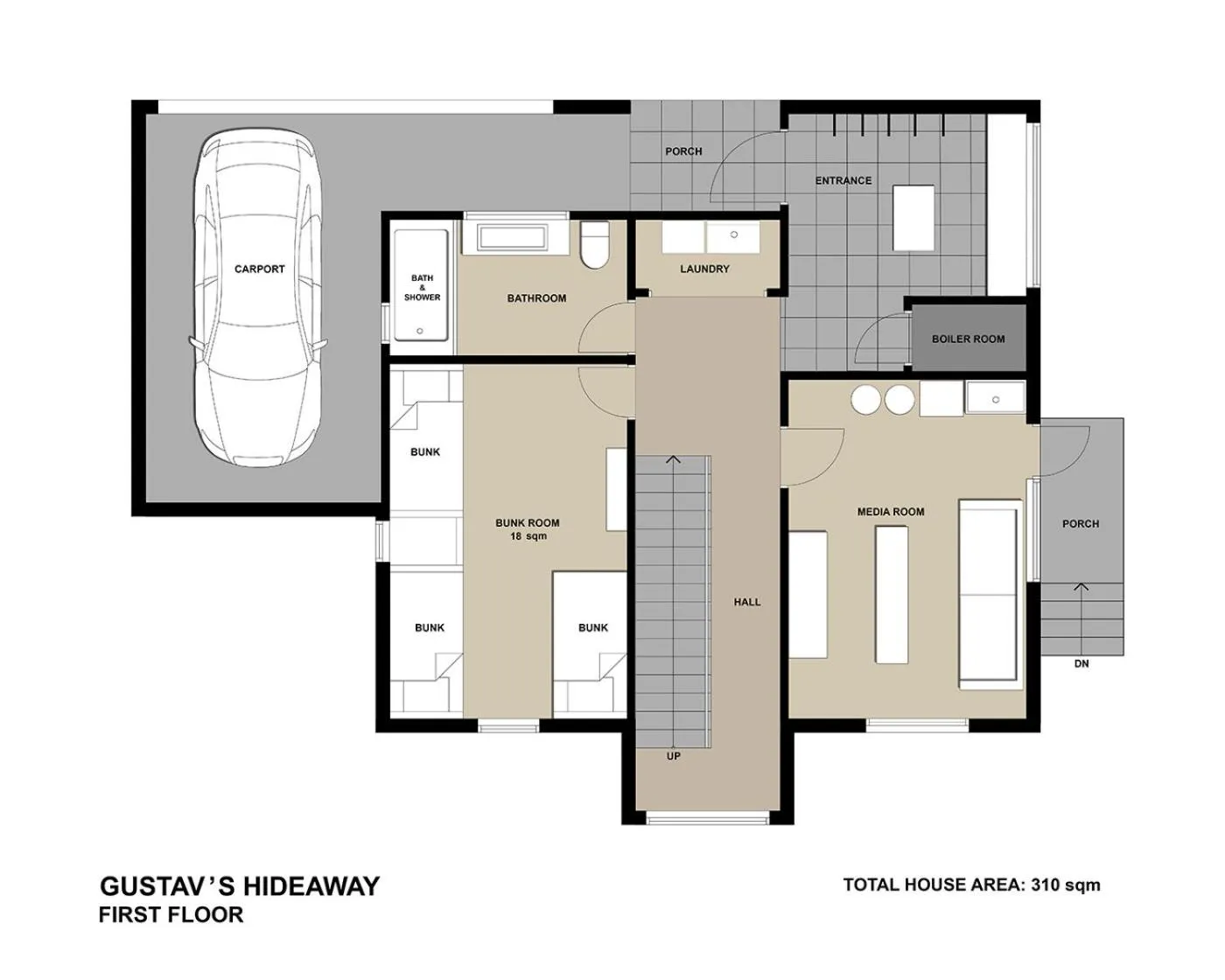 Floor plan in Gustav's Hideaway by H2 Life