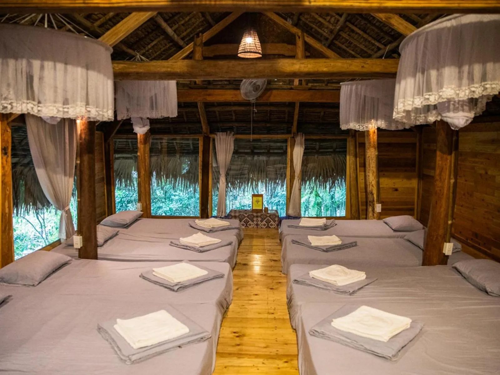 Bed in Pu Luong Jungle Lodge
