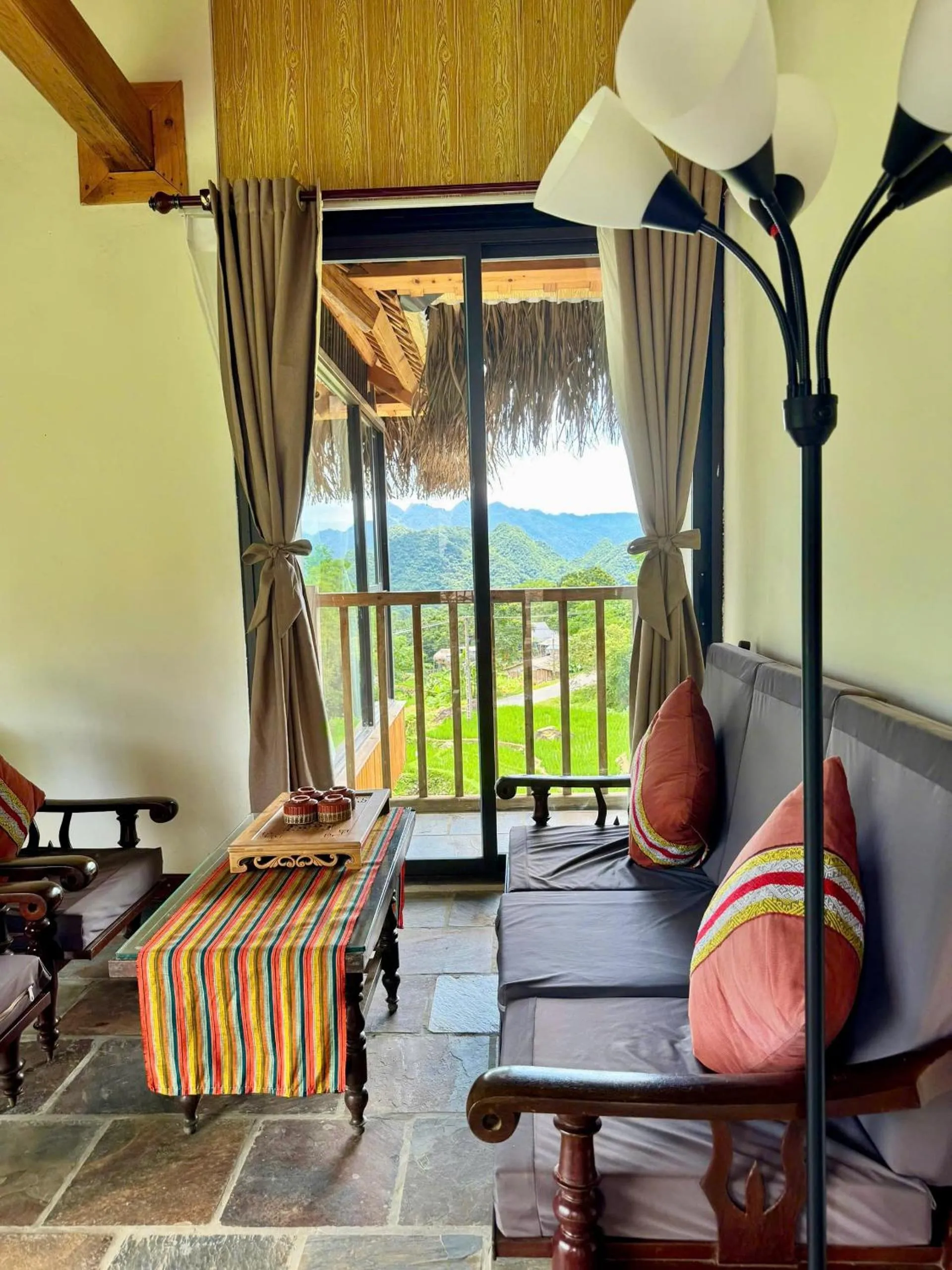 Living room in Pu Luong Jungle Lodge