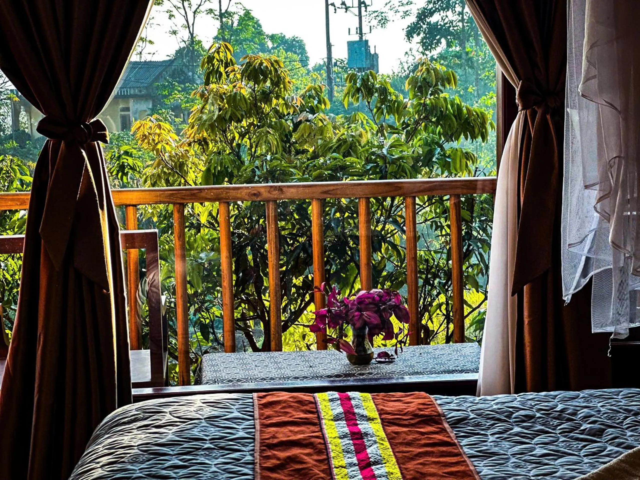 Bed in Pu Luong Jungle Lodge