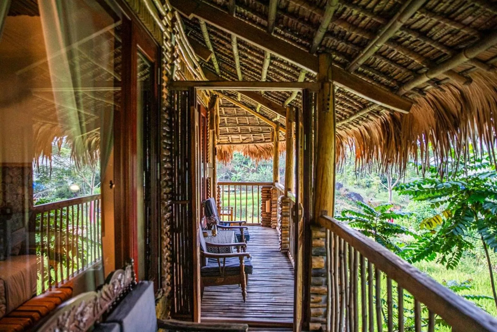 Balcony/Terrace in Pu Luong Jungle Lodge