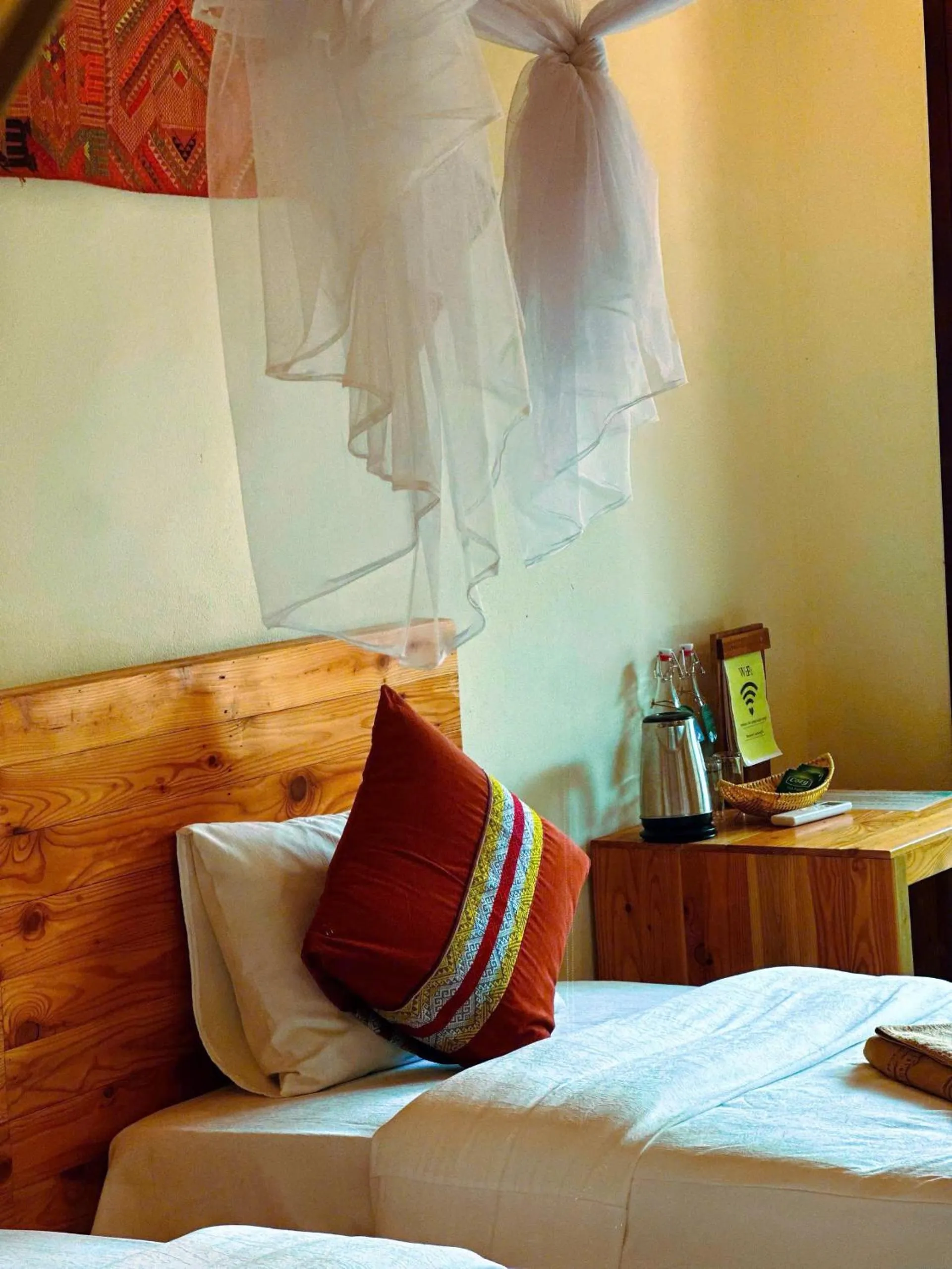 Bed in Pu Luong Jungle Lodge