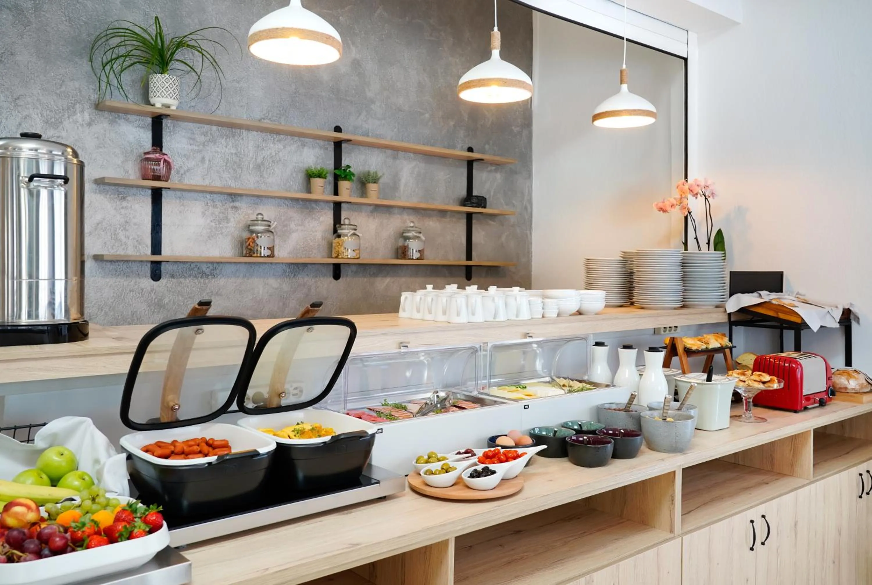 Buffet breakfast in Nefeli Fresh Hotel by Del Mare