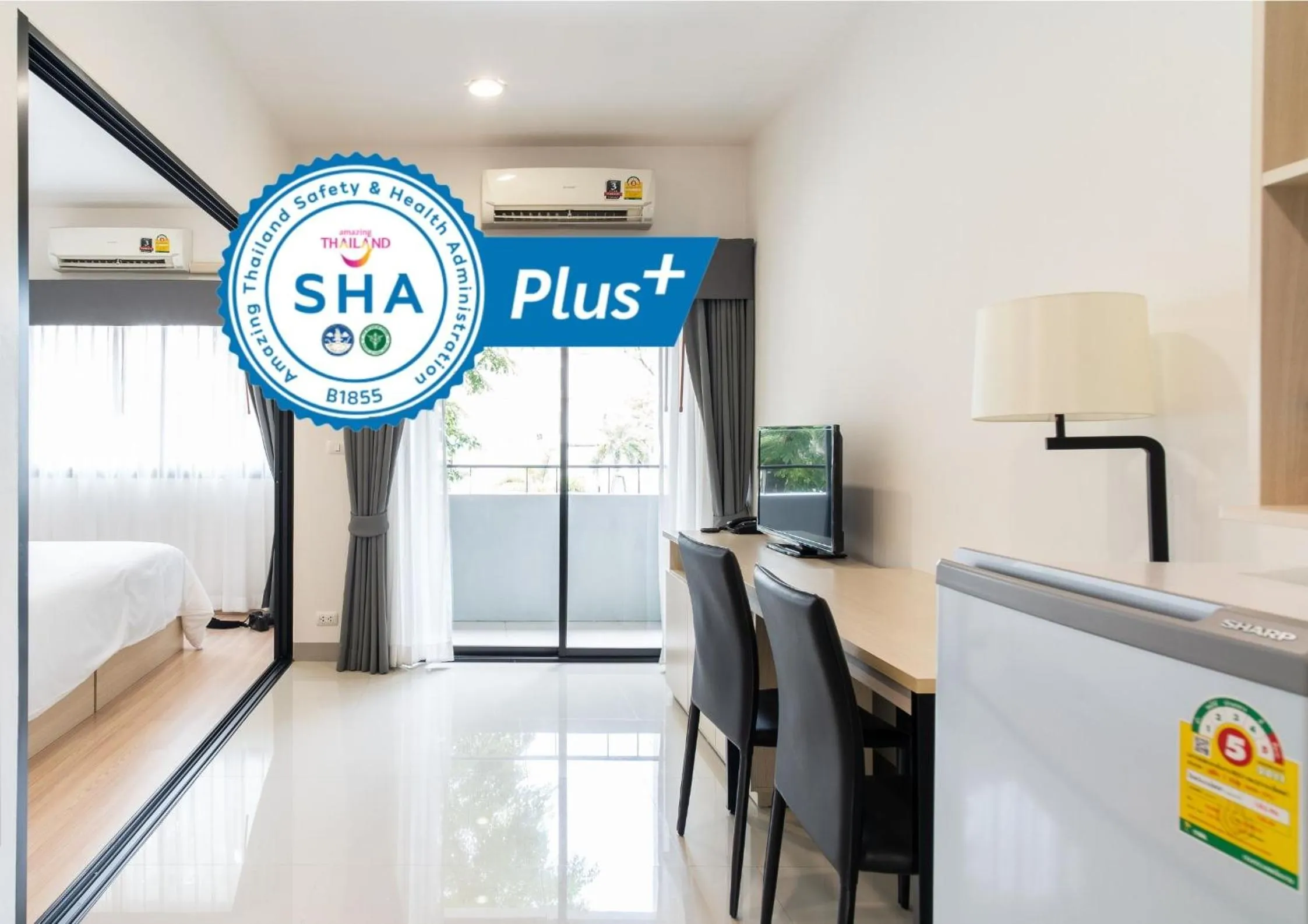 Photo of the whole room, Bed in KOS Hotel Suvarnabhumi Airport -SHA Extra Plus