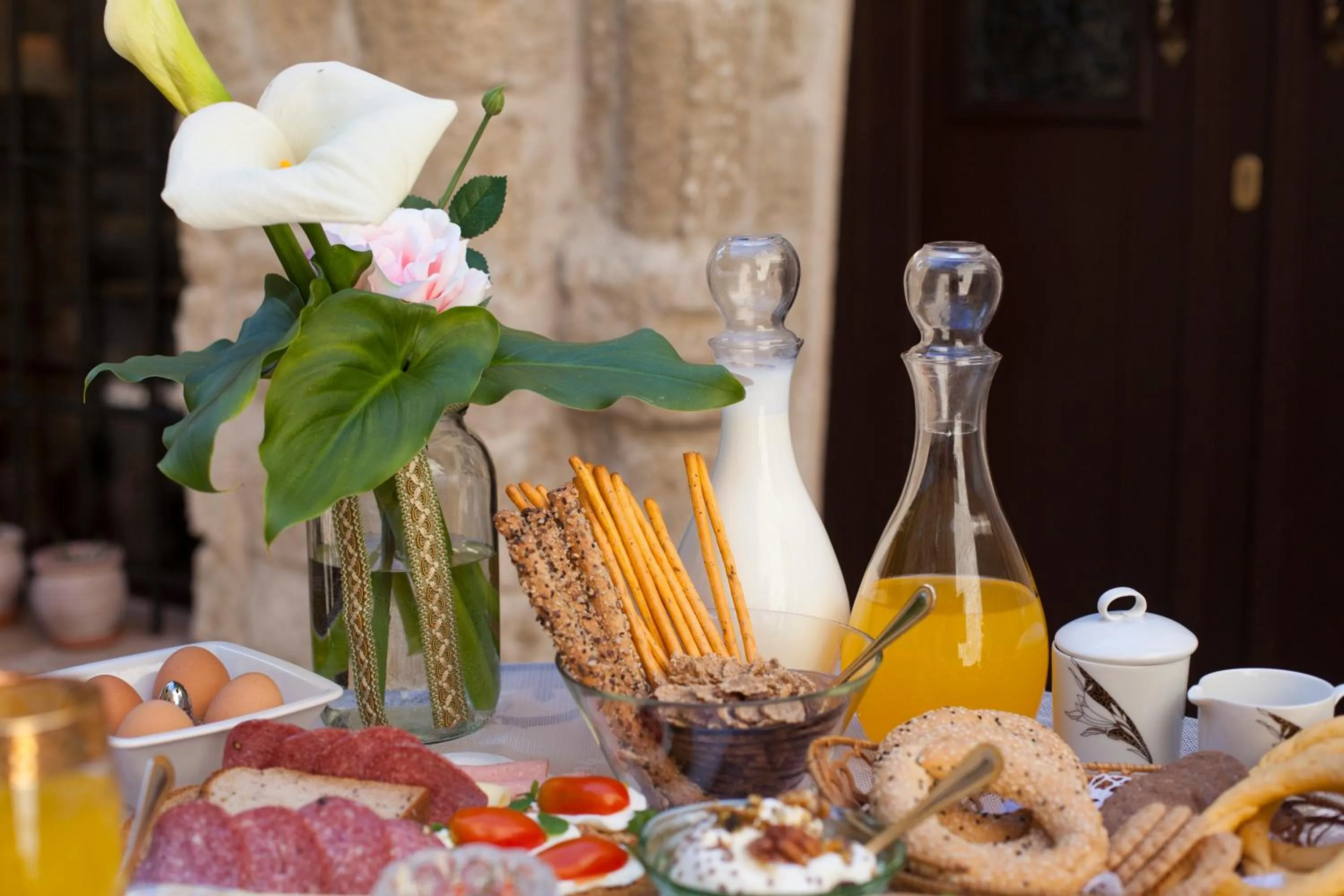 Buffet breakfast in Porolithos Boutique Hotel