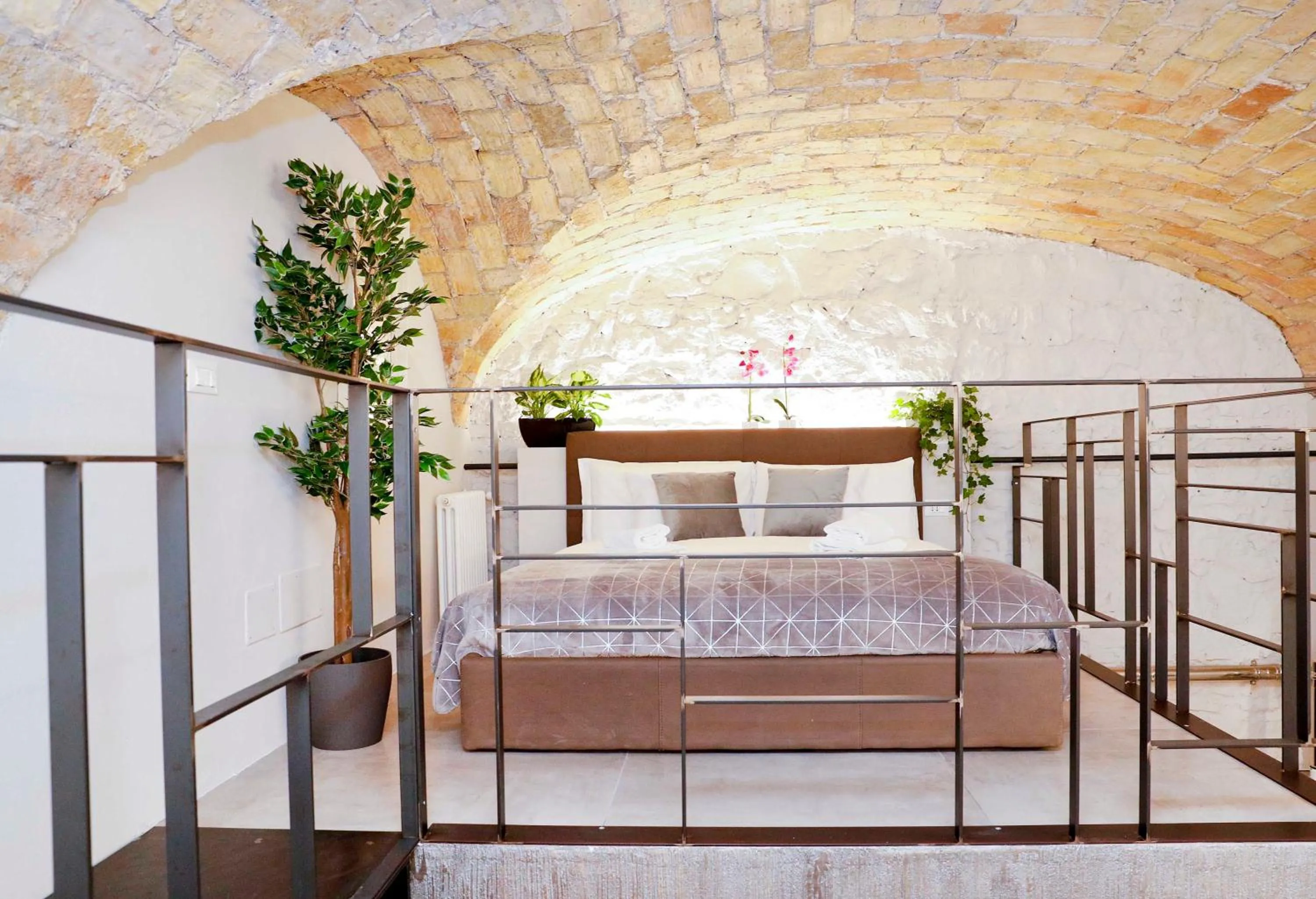 Bedroom, Bed in Post Industrial Loft Trastevere - Top Collection