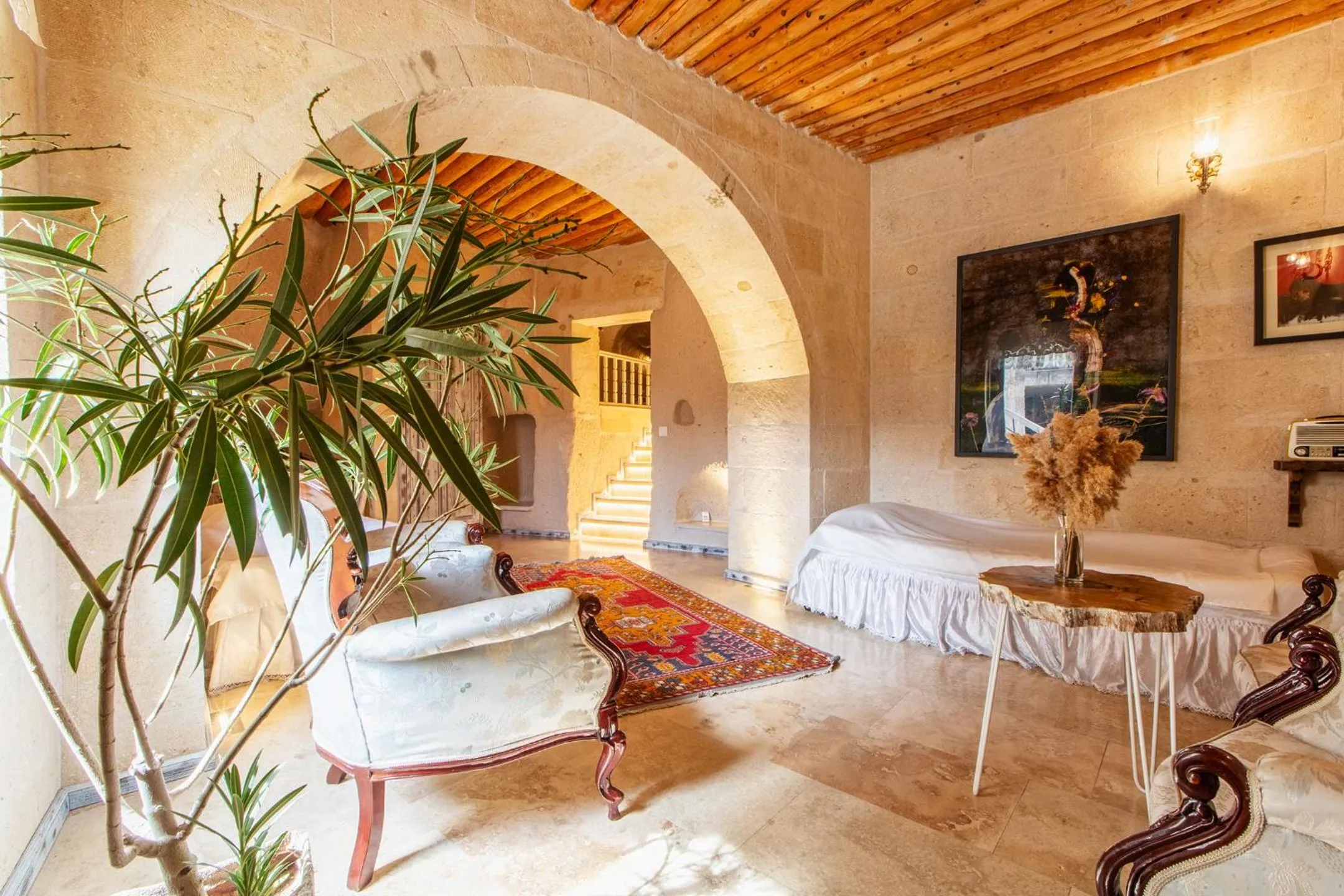 Bed in Karlık Cave Suite Cappadocia