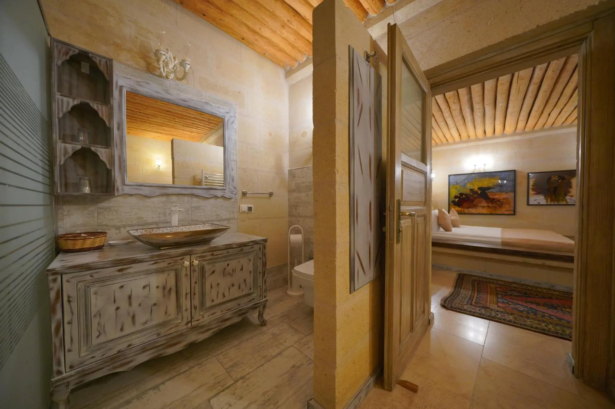 Bed in Karlık Cave Suite Cappadocia